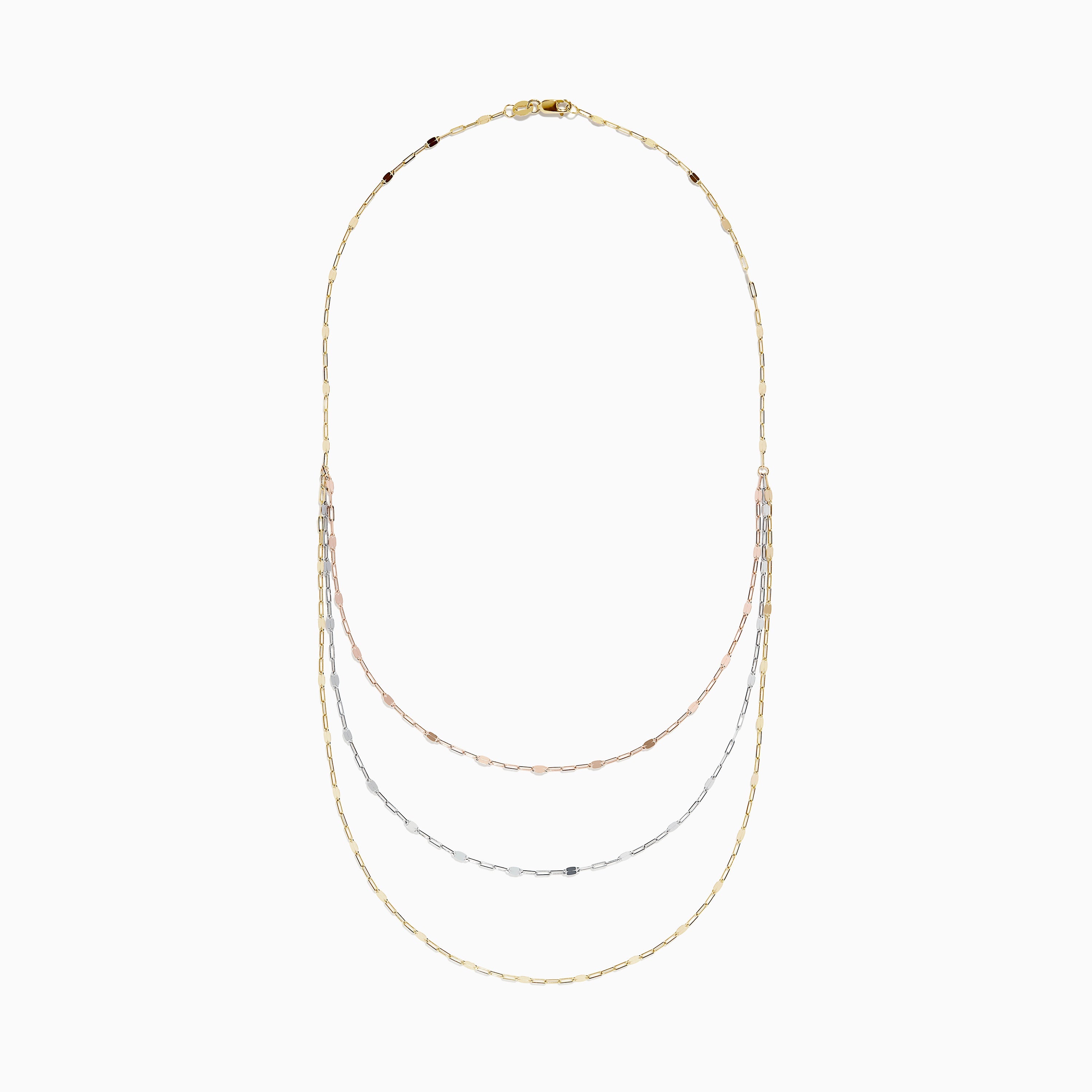 14K Tri Tone Gold Mirror Chain Necklace 17"