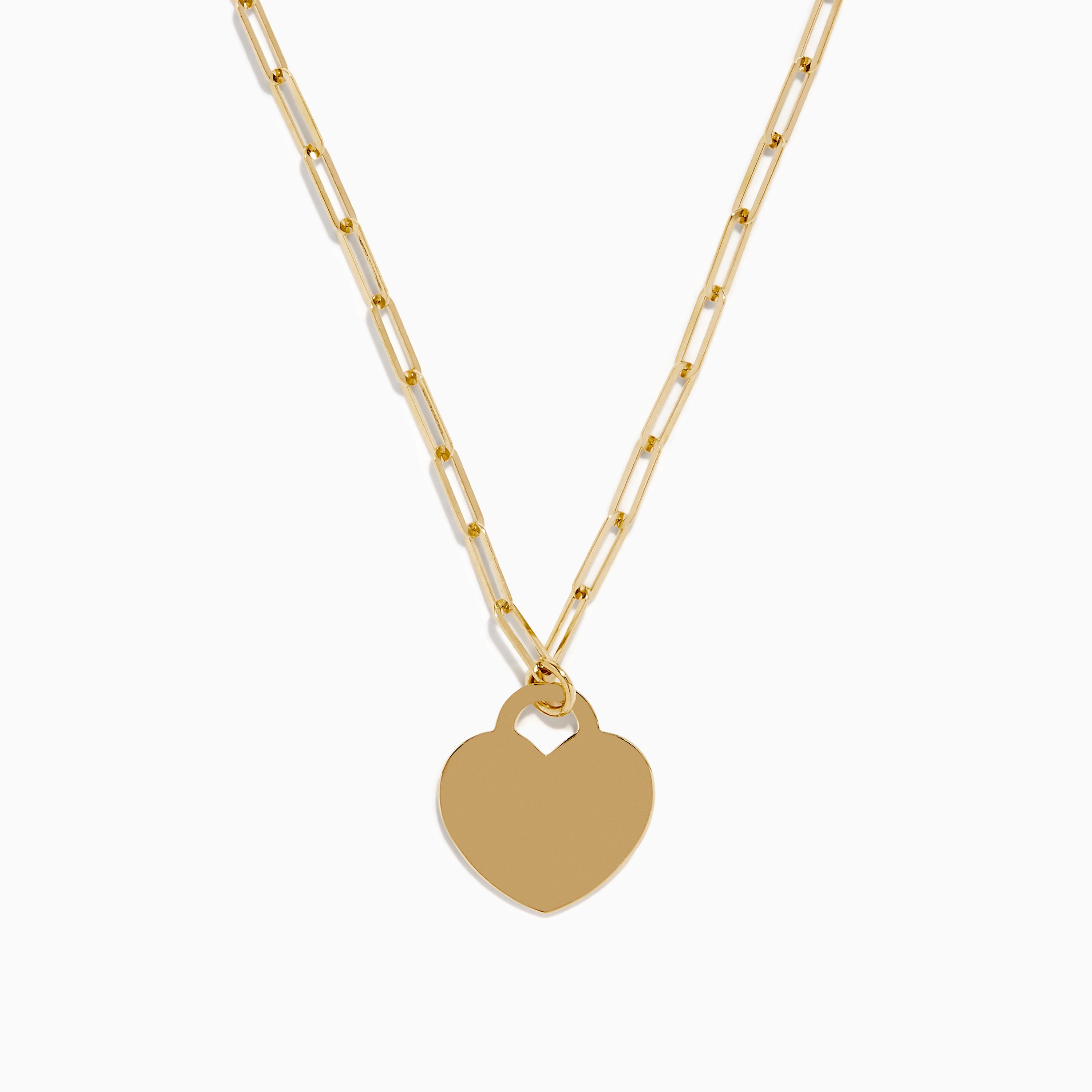 14K Yellow Gold Heart on a Paperclip Chain Necklace