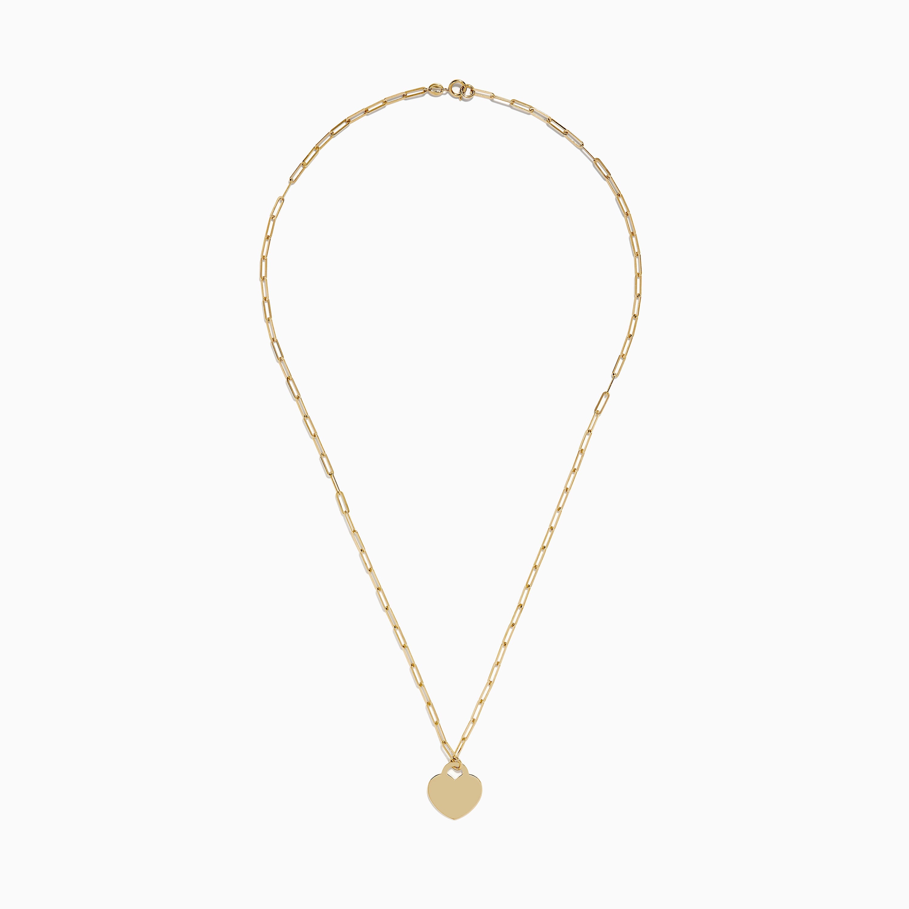 14K Yellow Gold Heart on a Paperclip Chain Necklace