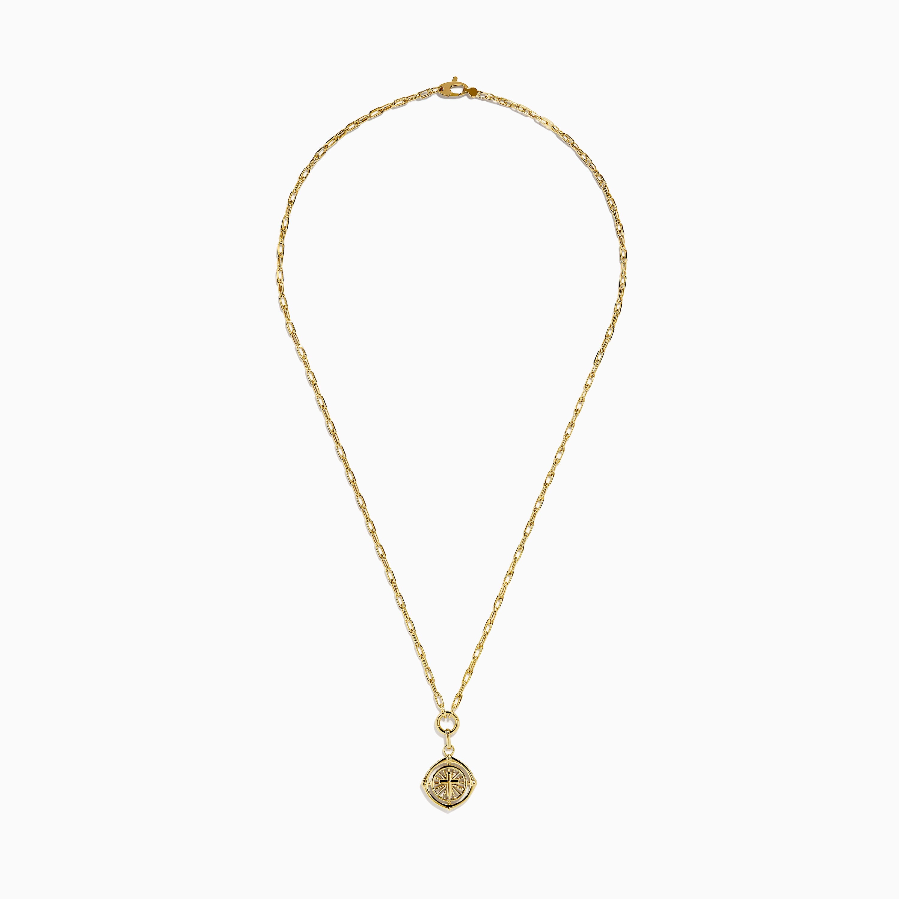 14K Yellow Gold Cross Pendant Chain Necklace