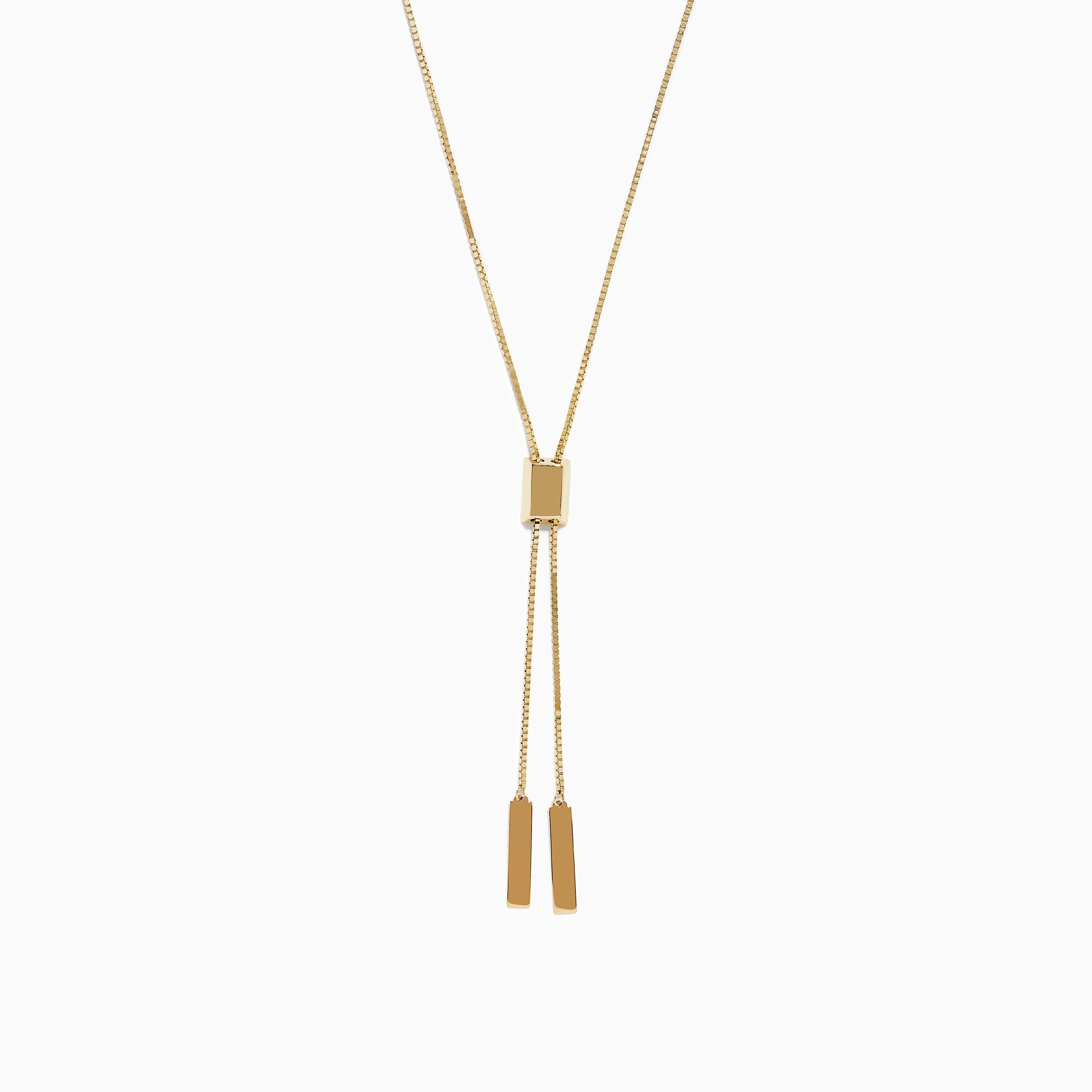 14K Yellow Gold Lariat Box Chain Necklace