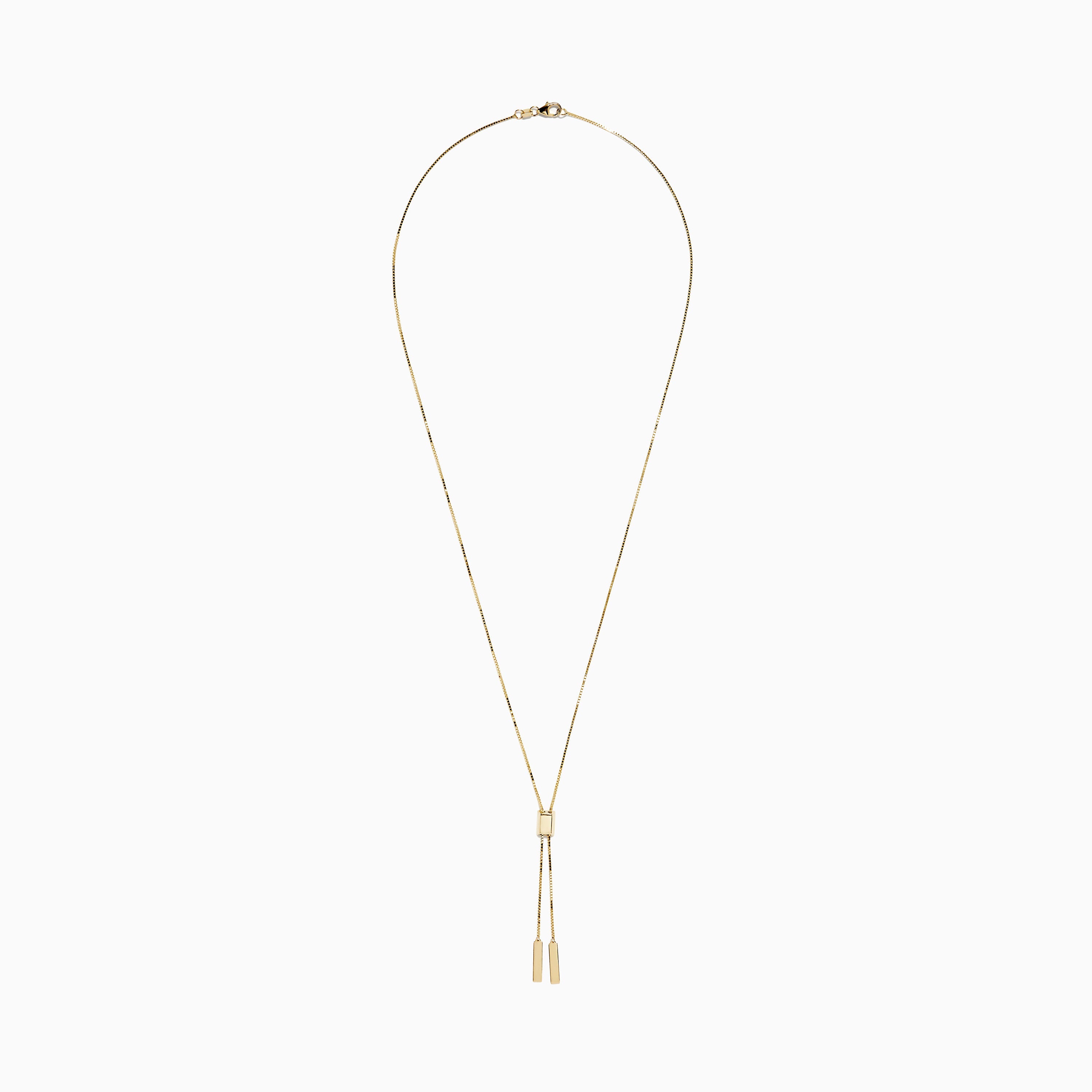 14K Yellow Gold Lariat Box Chain Necklace