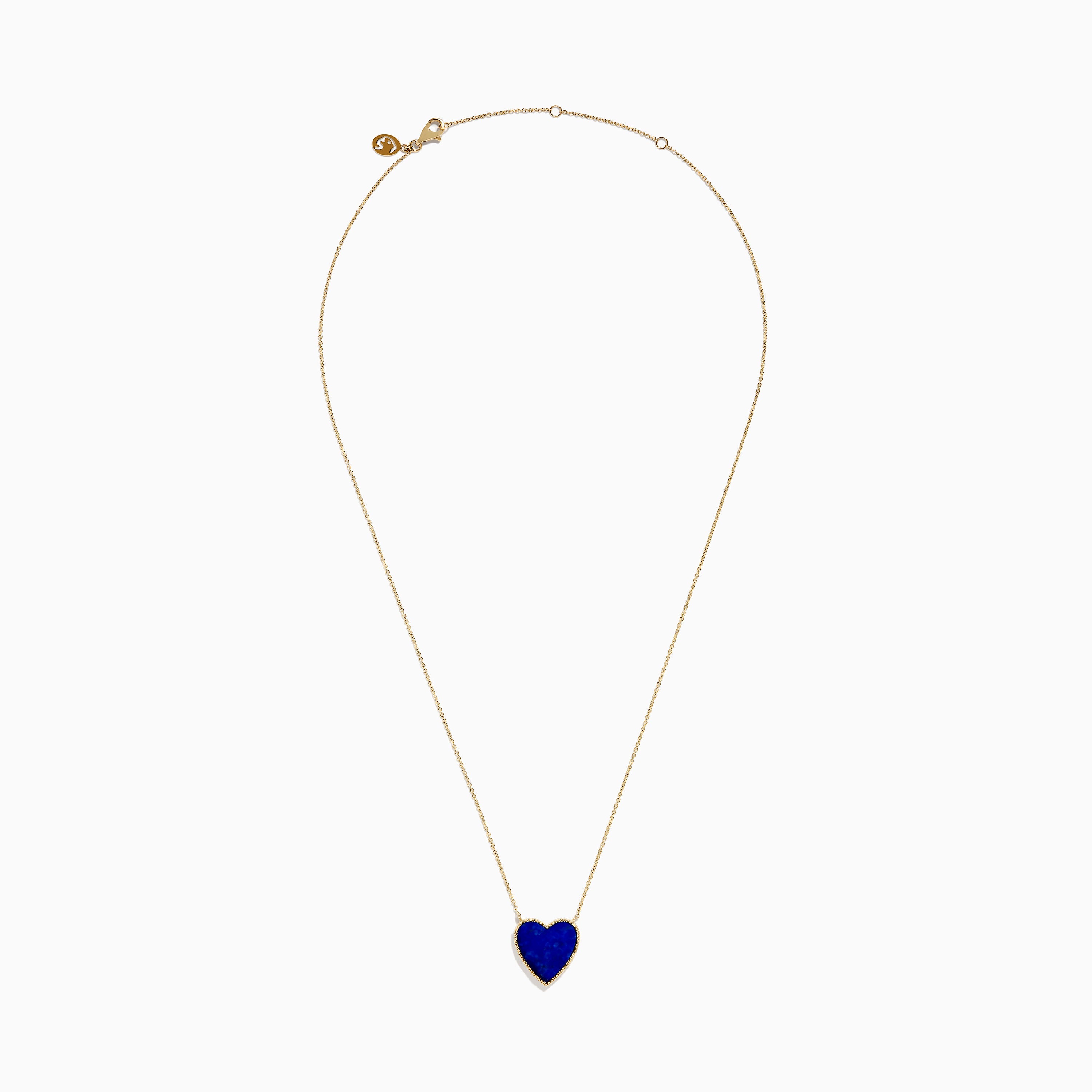 14K Gold Lapis Lazuli and Diamond Reversible Heart Pendant