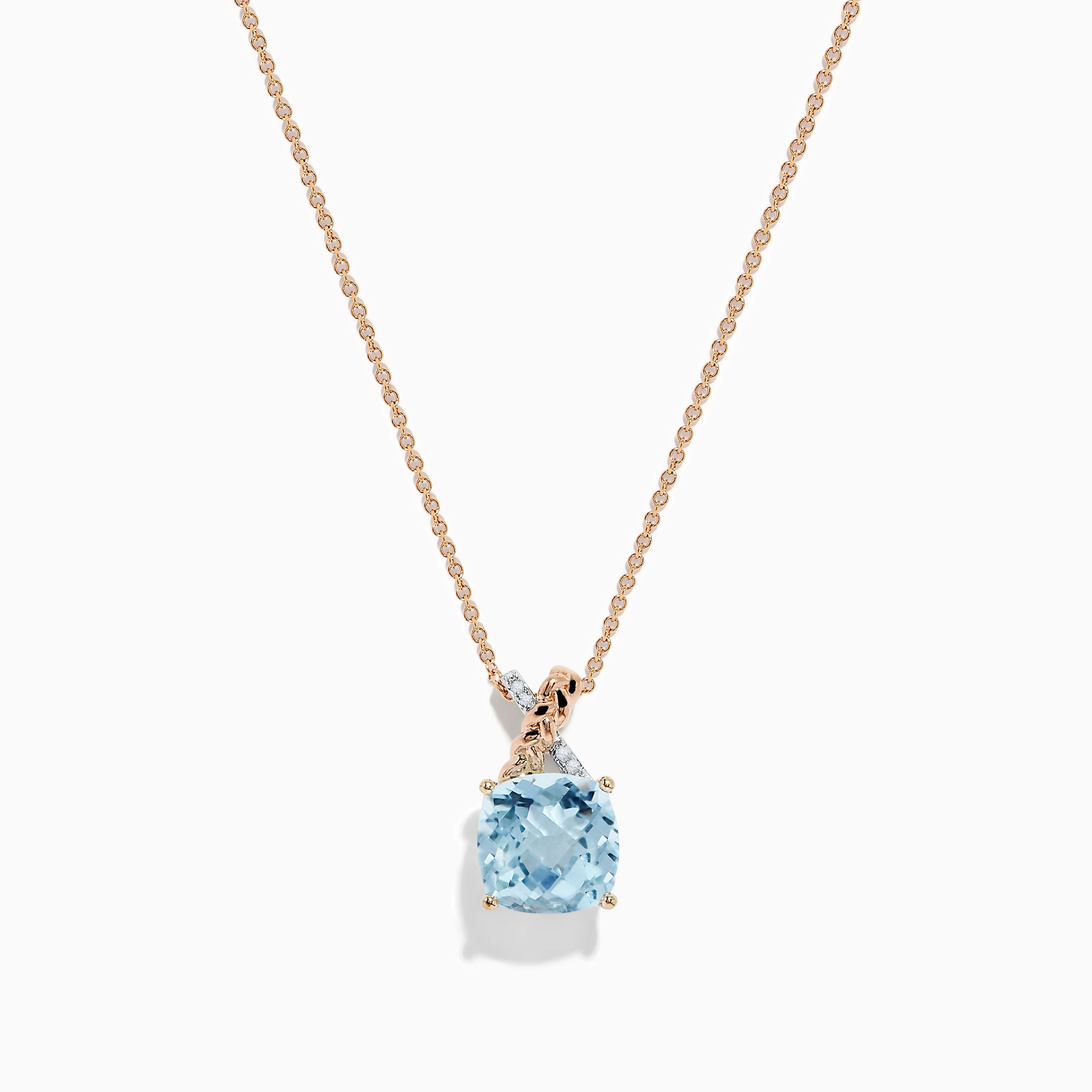 Aquarius 14K Rose & White Gold Aquamarine and Diamond Pendant