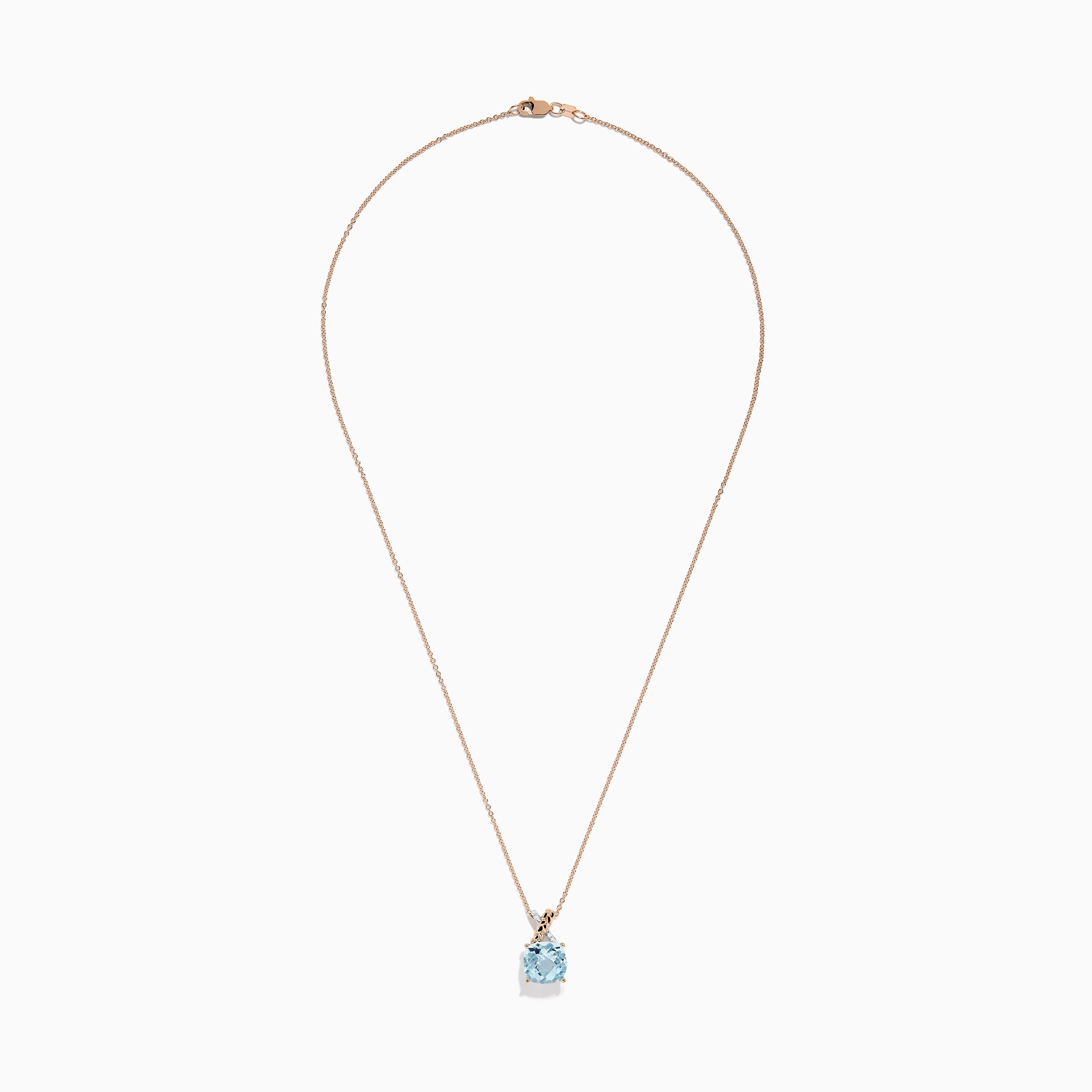 Aquarius 14K Rose & White Gold Aquamarine and Diamond Pendant