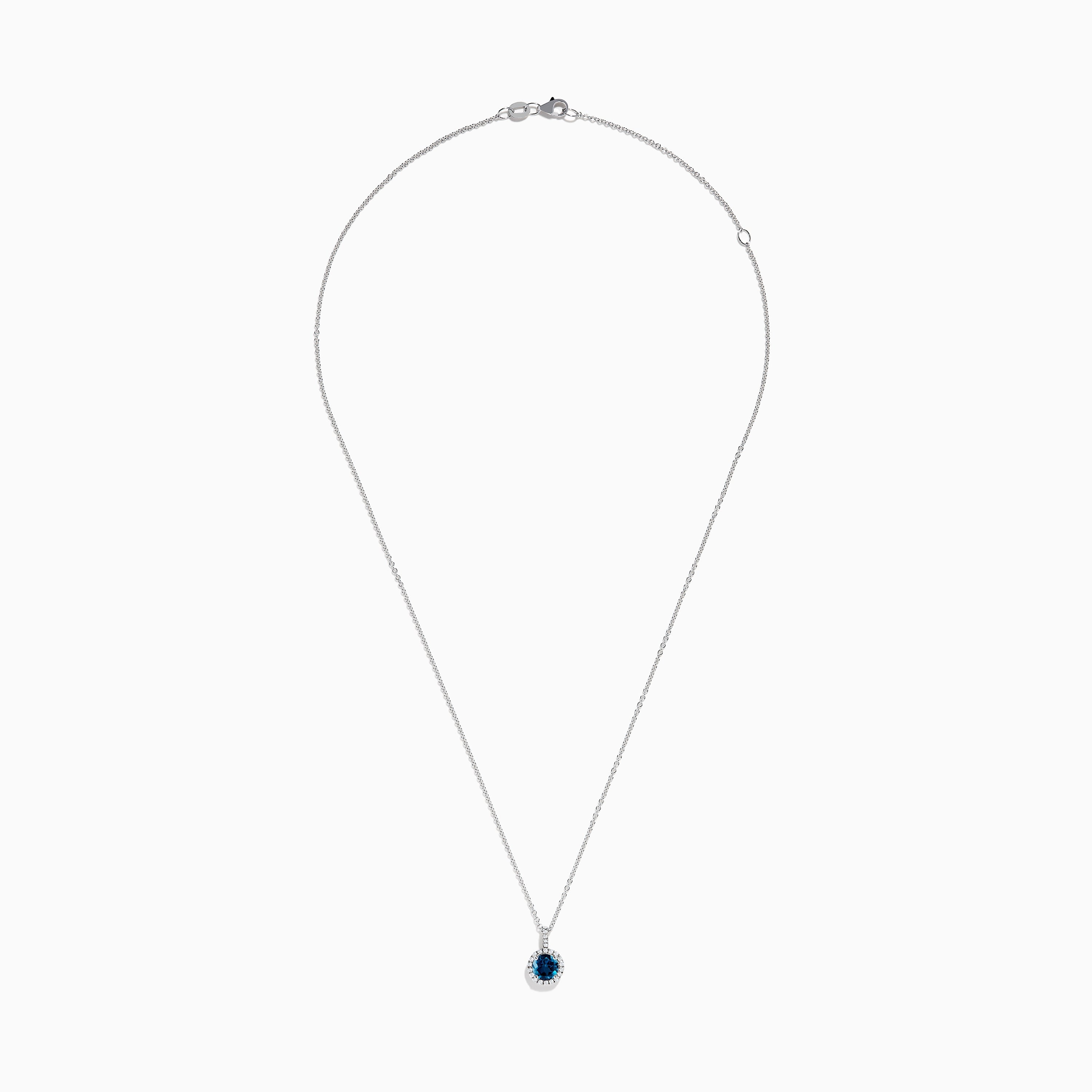 14K White Gold London Blue Topaz and Diamond Pendant