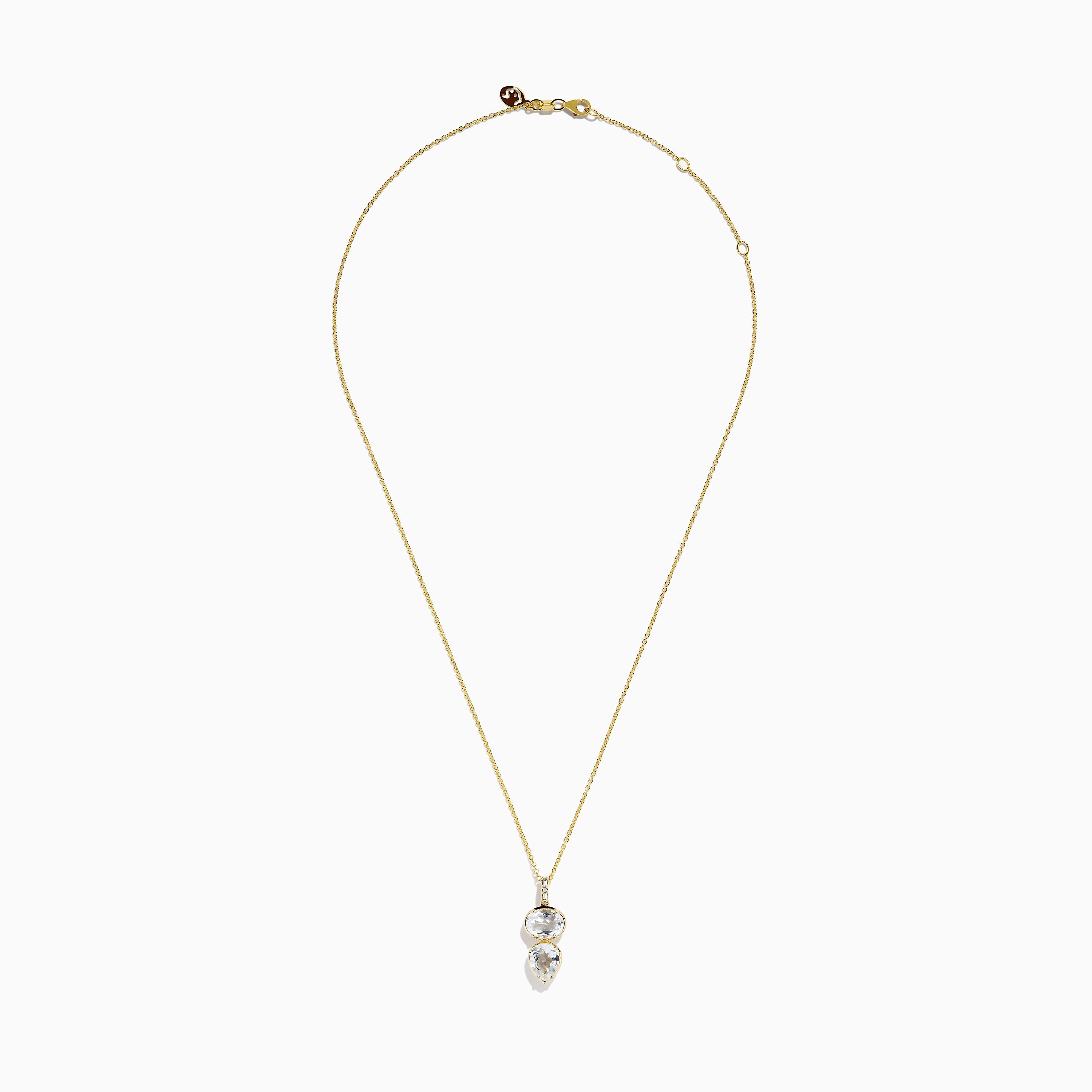 14K Yellow Gold White Topaz and Diamond Pendant