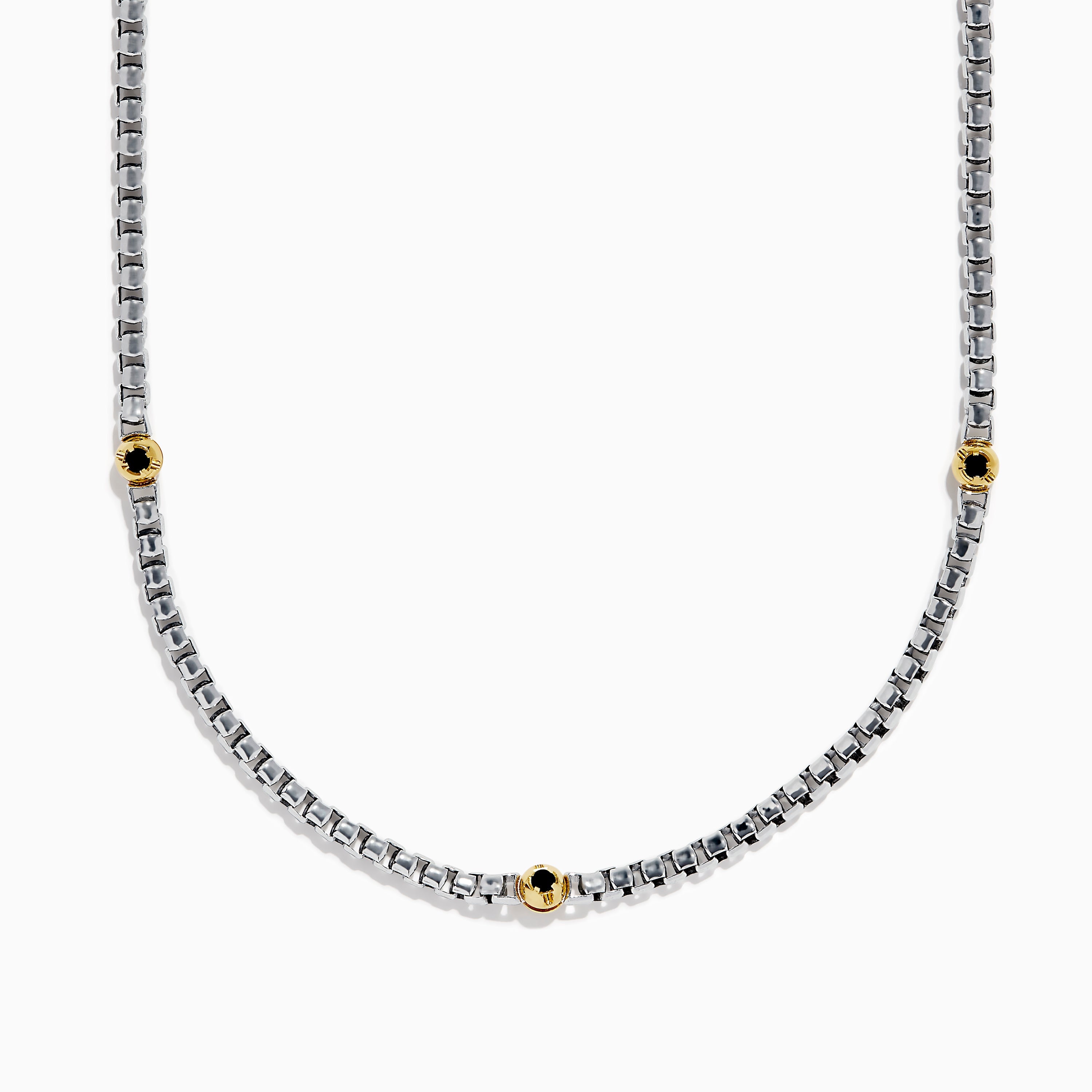 Men's 925 Sterling Silver Black Spinel Necklace