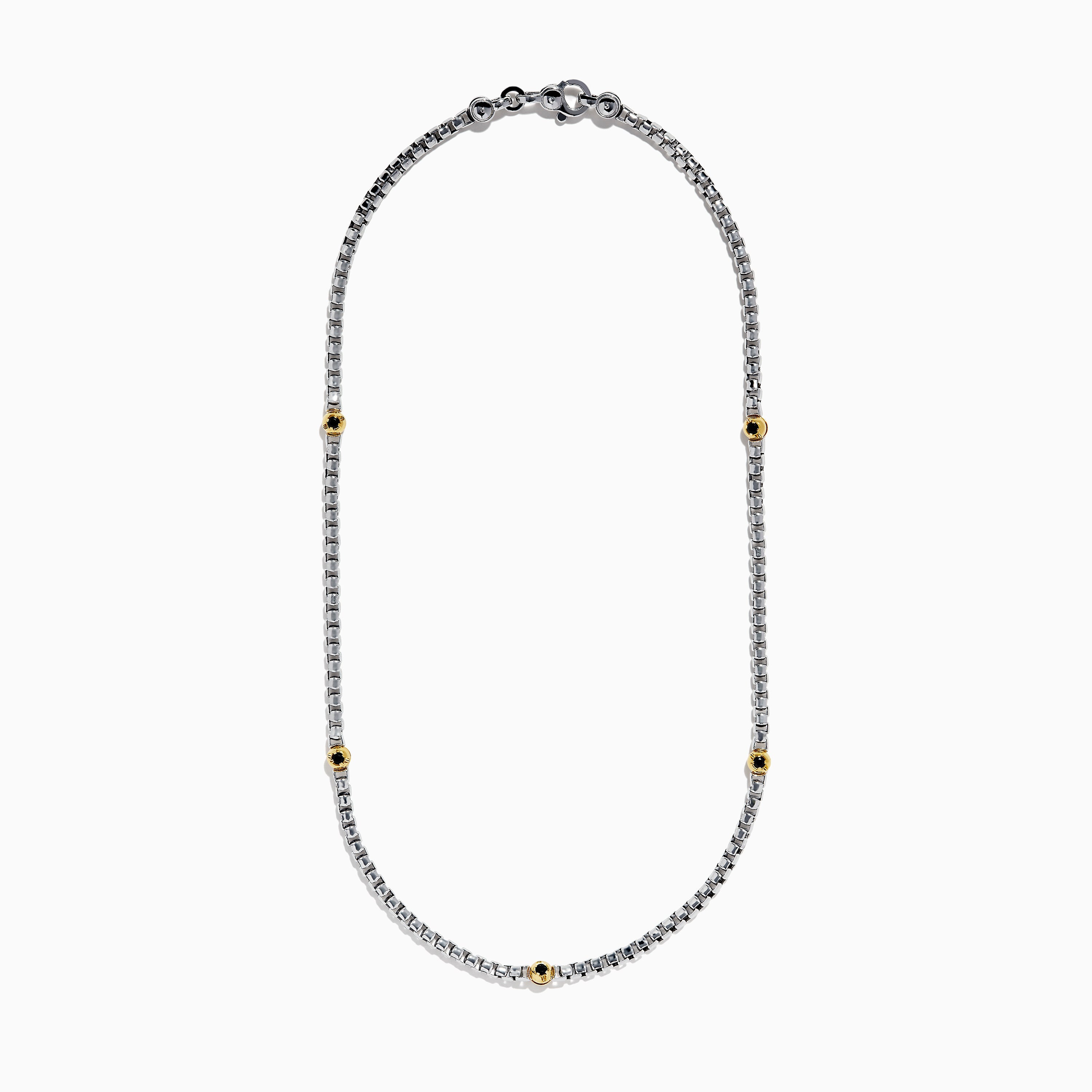 Men's 925 Sterling Silver Black Spinel Necklace