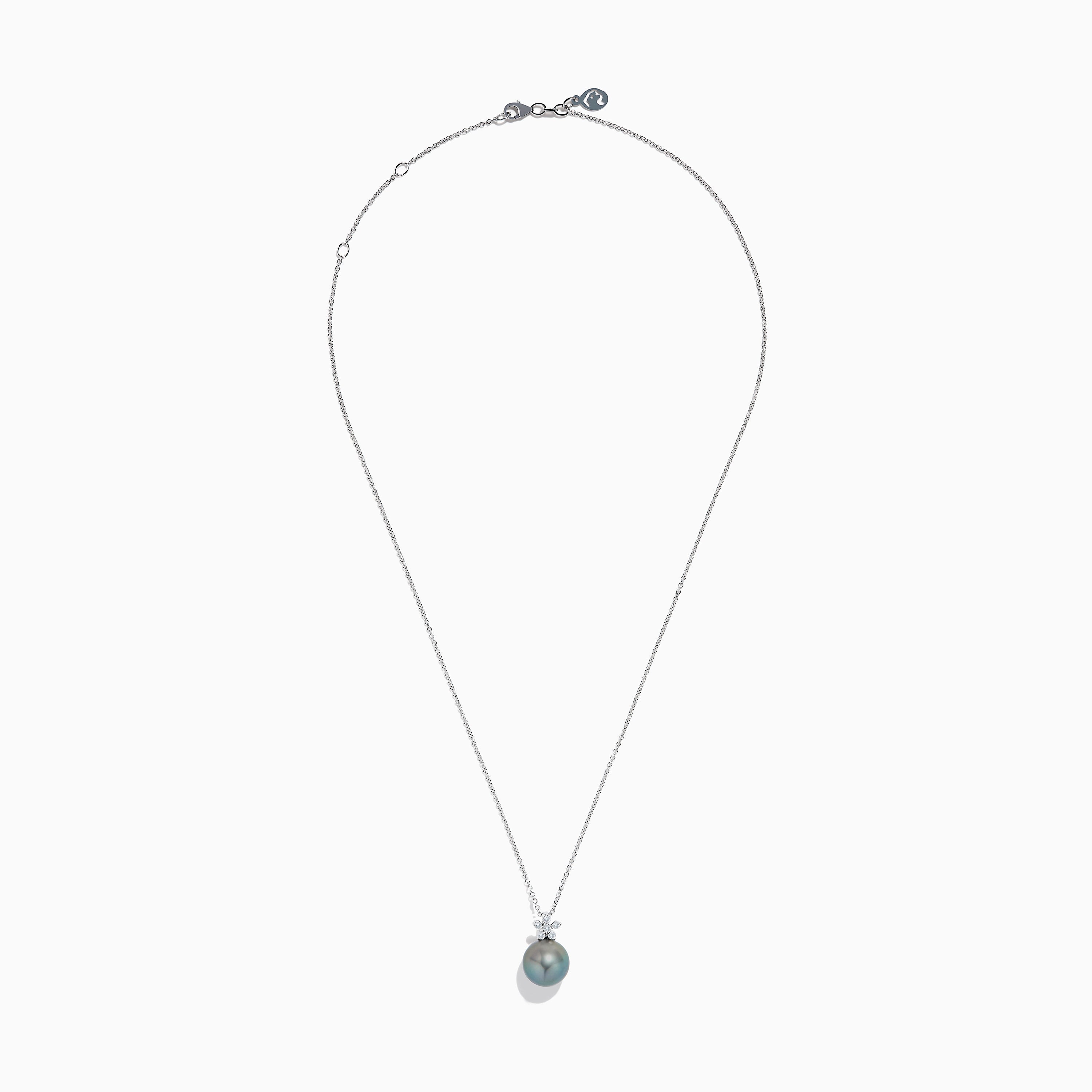 14K White Gold Tahitian Pearl and Diamond Pendant