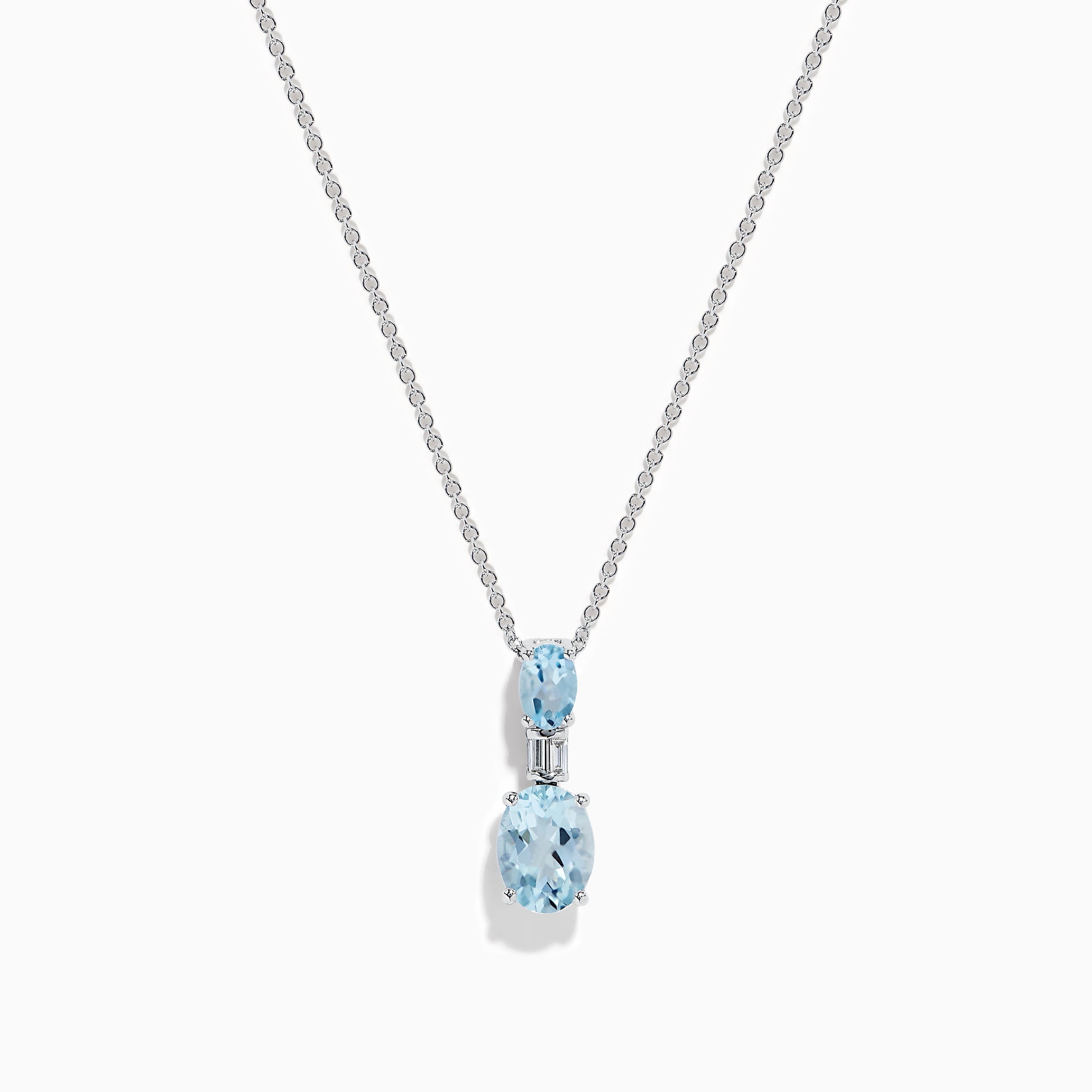 Aquarius 14K White Gold Aquamarine and Diamond Pendant