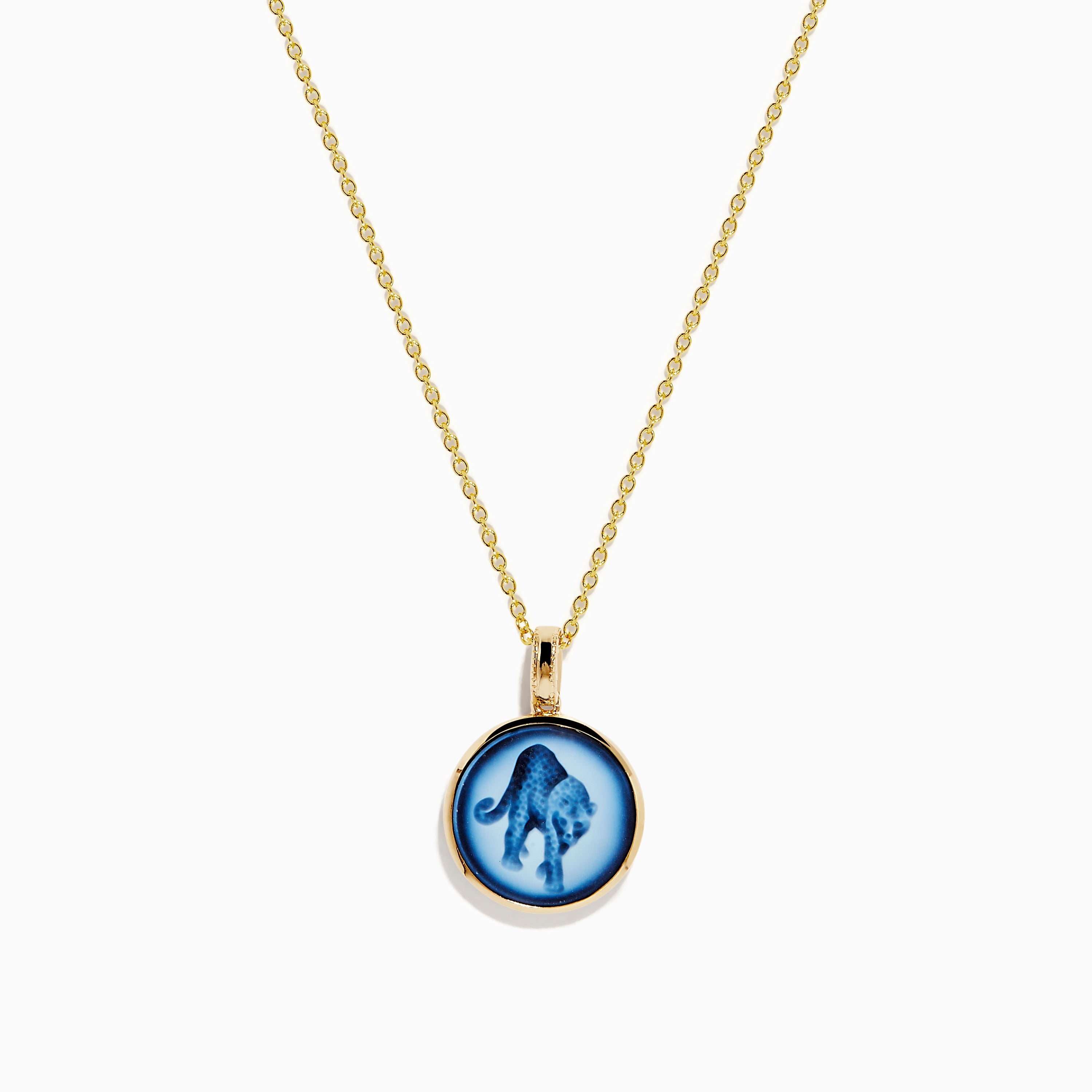 Signature 14K Yellow Gold Agate Cameo Panther Pendant