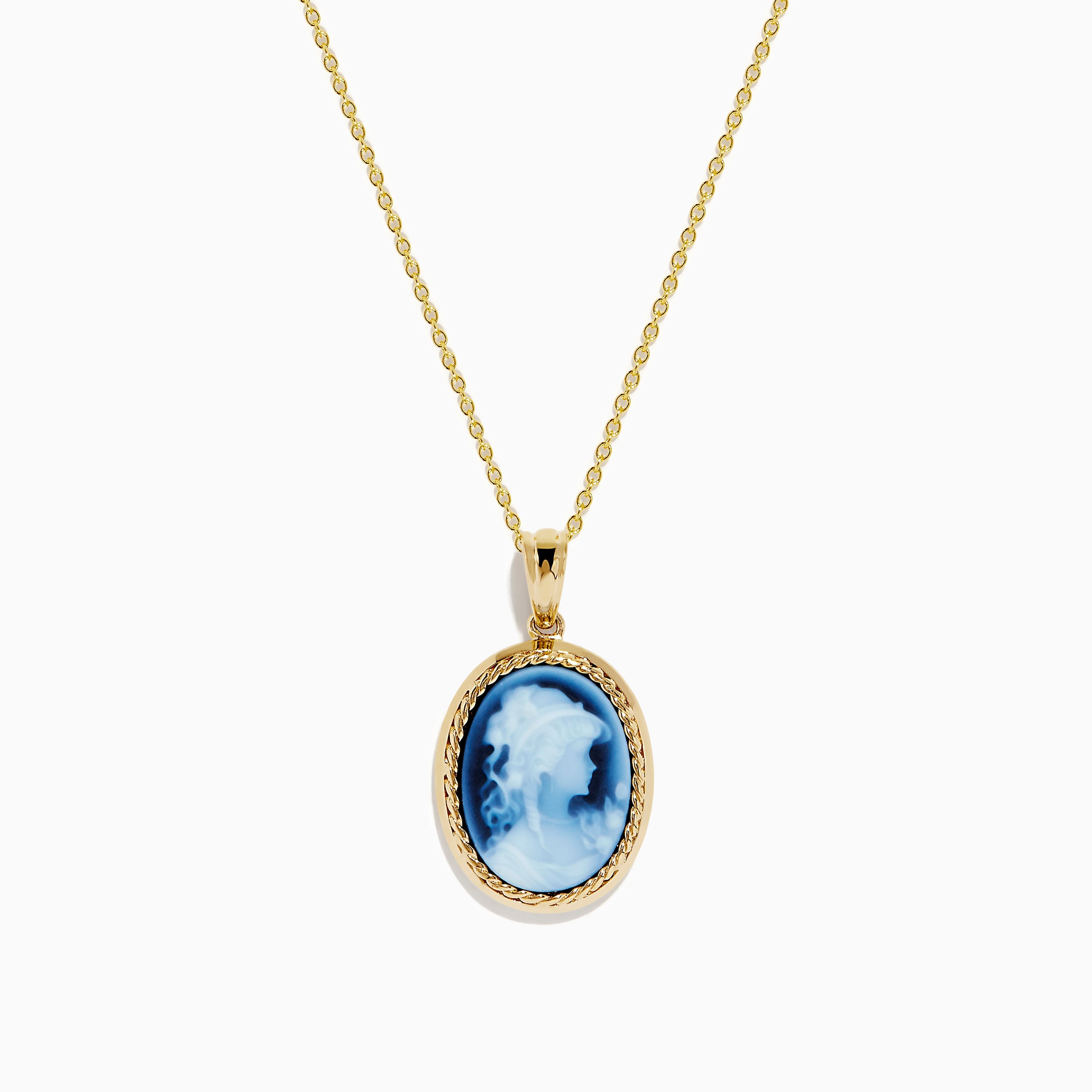 14K Yellow Gold Agate Cameo Pendant