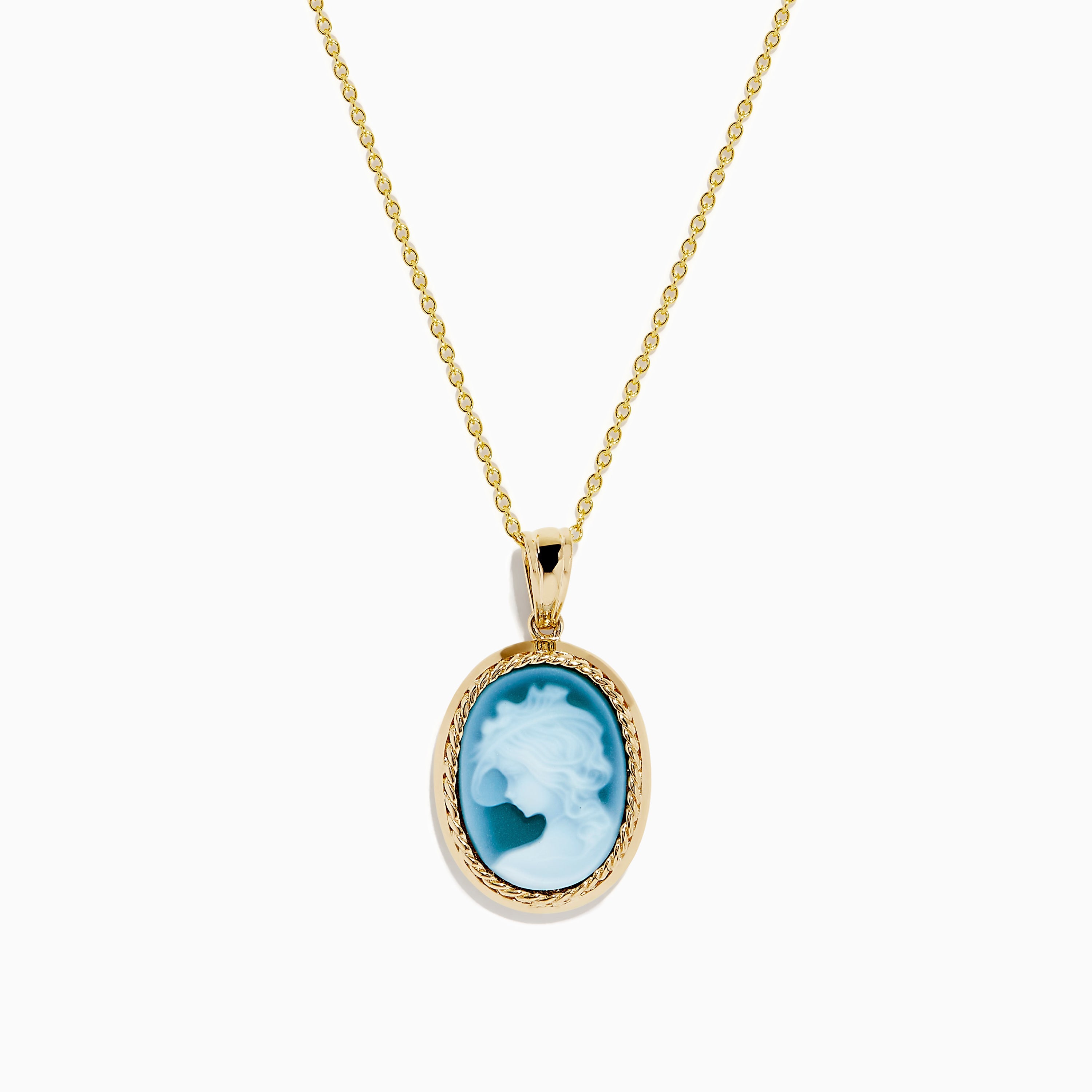 14K Yellow Gold Agate Cameo Pendant