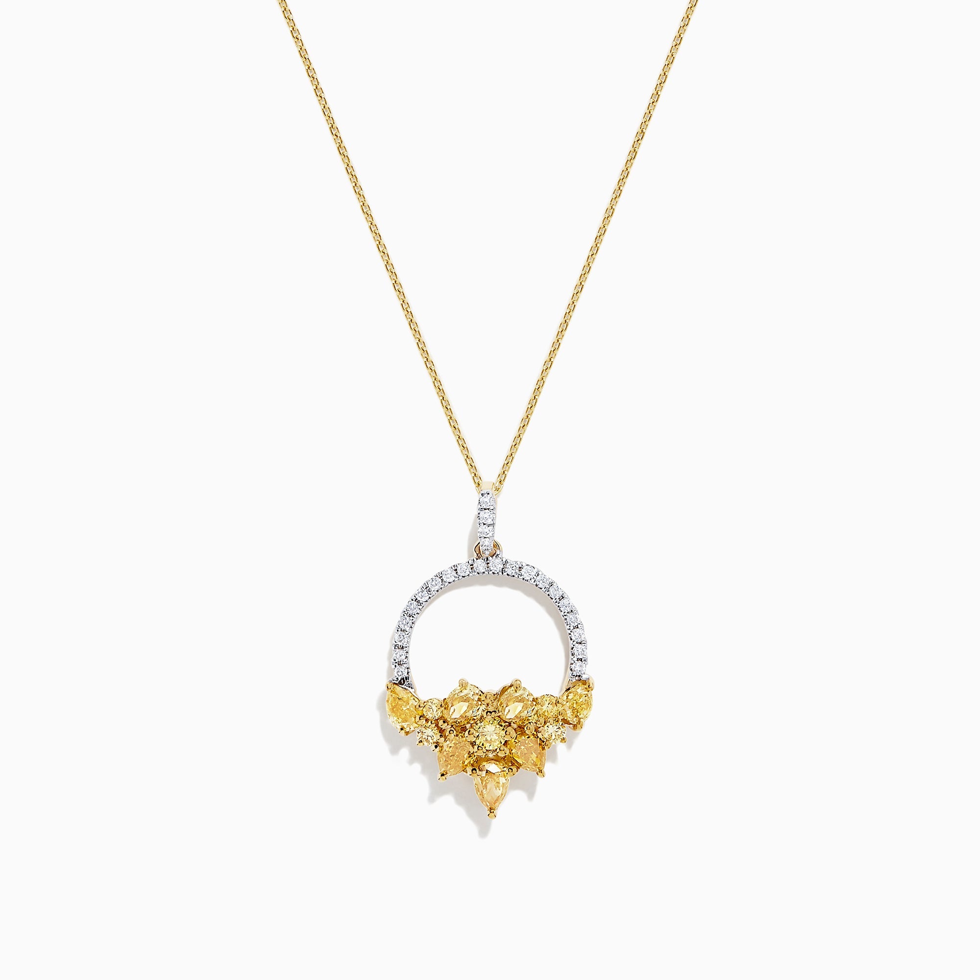 14K Yellow Gold Yellow and White Diamond Pendant, 1.75 TCW