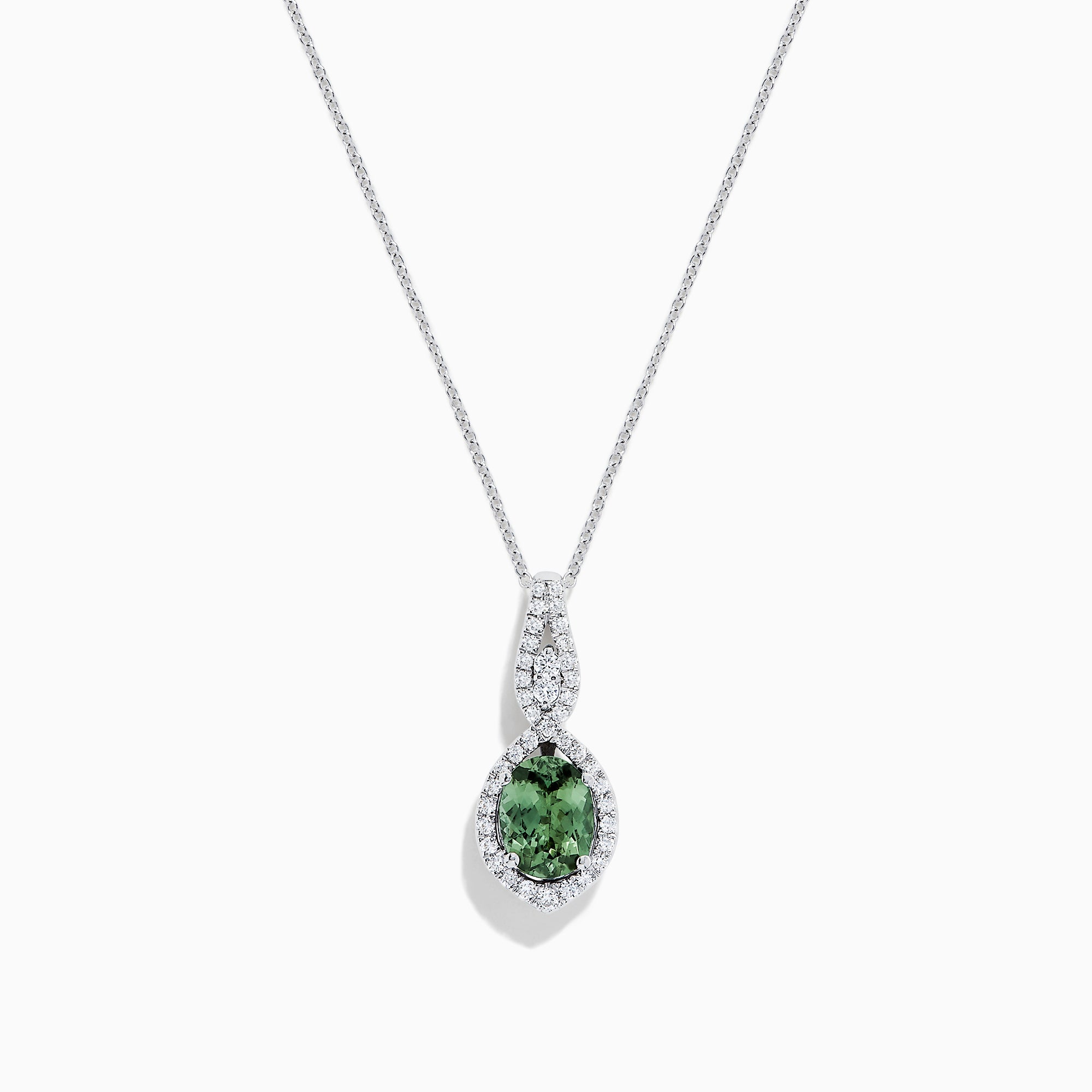 14K White Gold Green Tanzanite and Diamond Pendant, 2.35 TCW