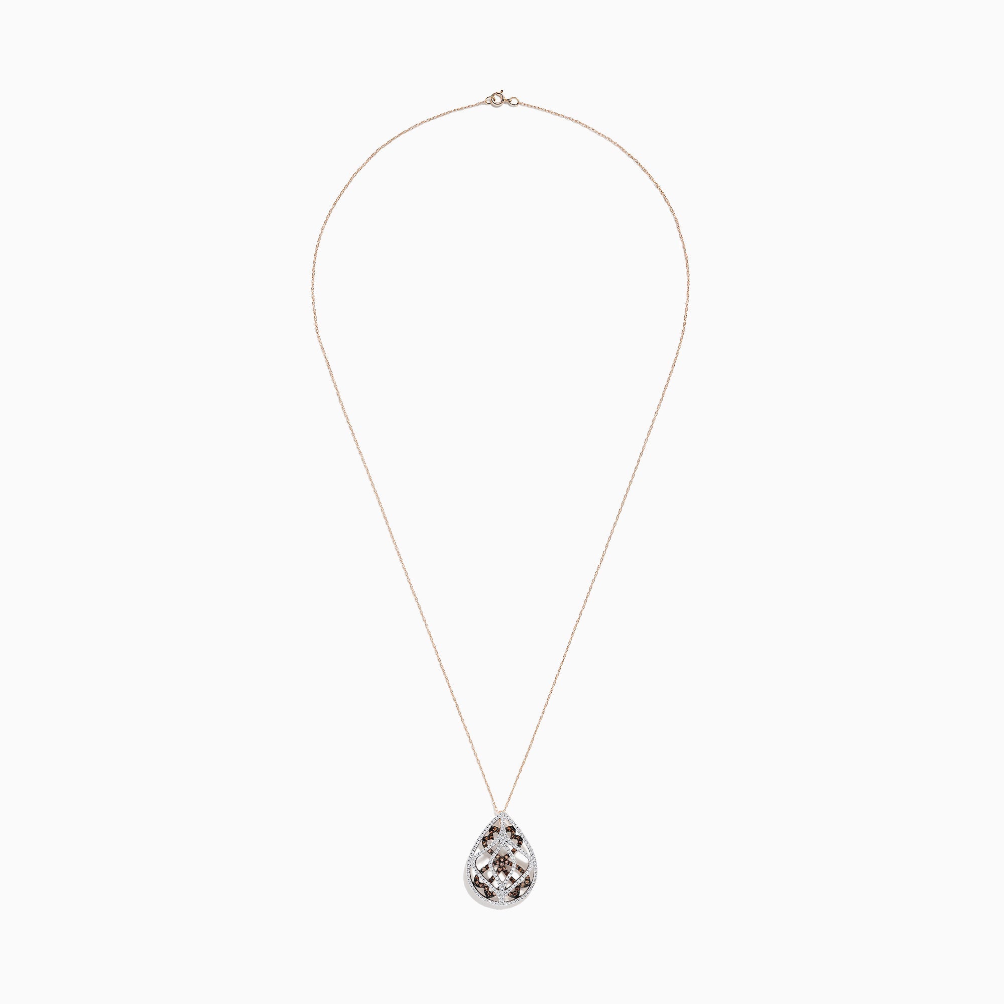 14K Rose Gold Espresso and White Diamond Pendant, 1.00 TCW