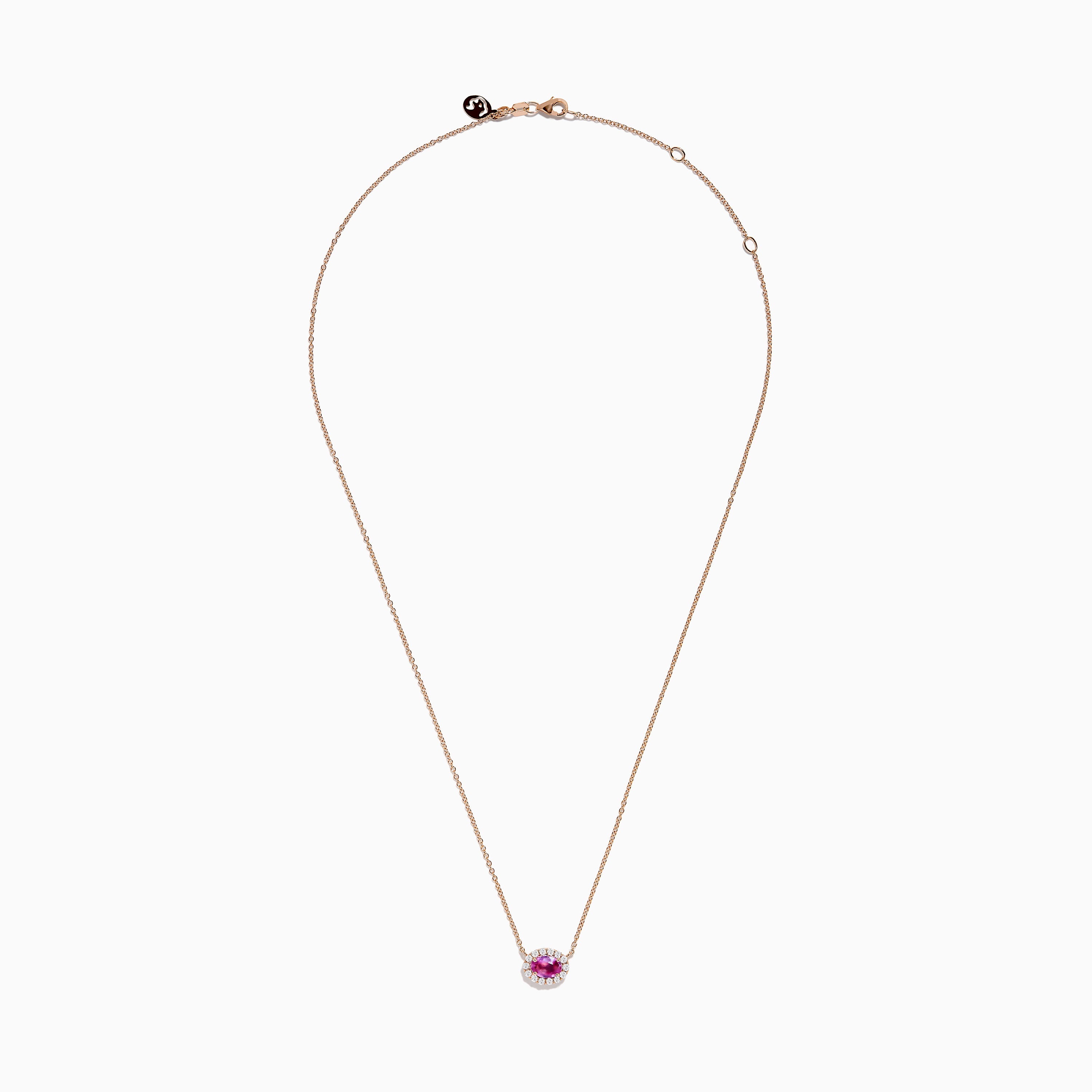 14K Rose Gold Pink Sapphire and Diamond Necklace