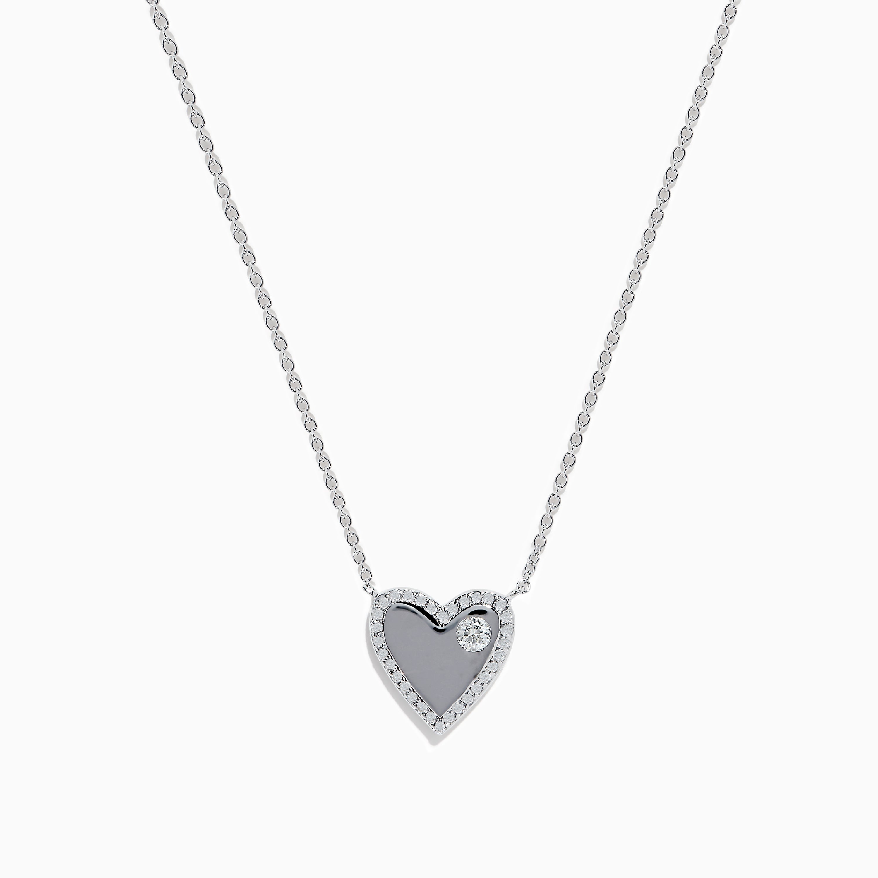 14K White Gold Diamond Heart Necklace