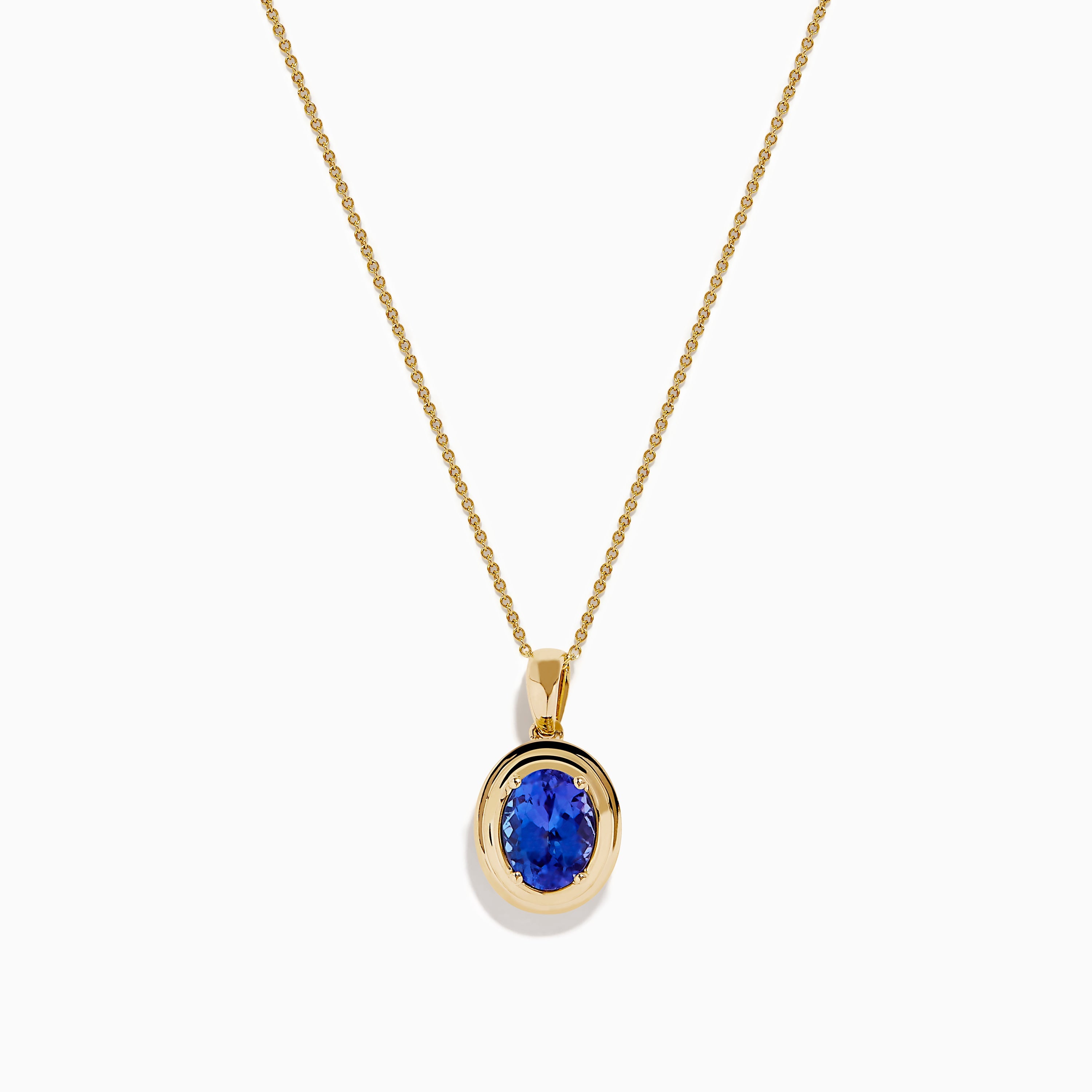 14K Yellow Gold Tanzanite Faux-Triple Bezel Pendant