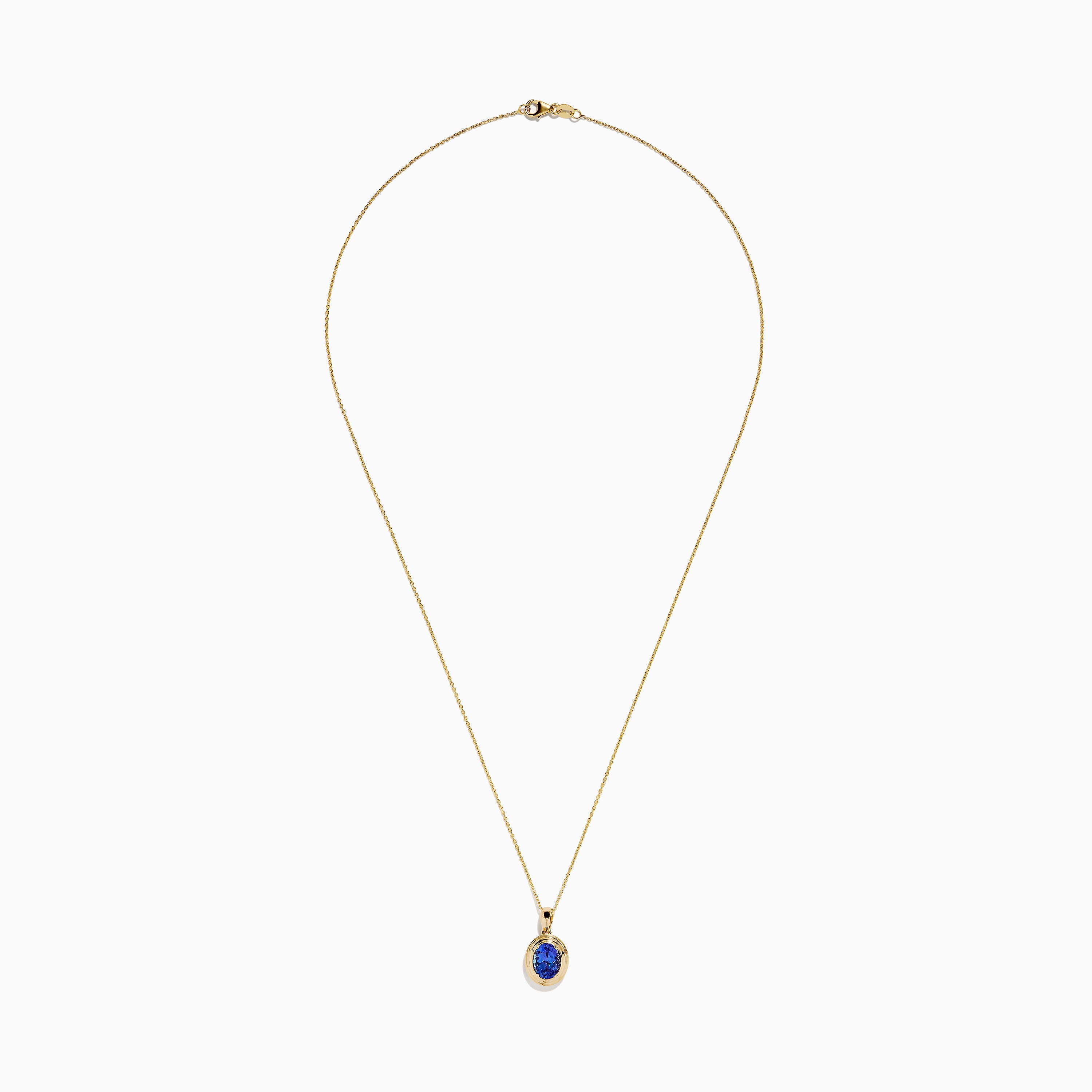 14K Yellow Gold Tanzanite Faux-Triple Bezel Pendant