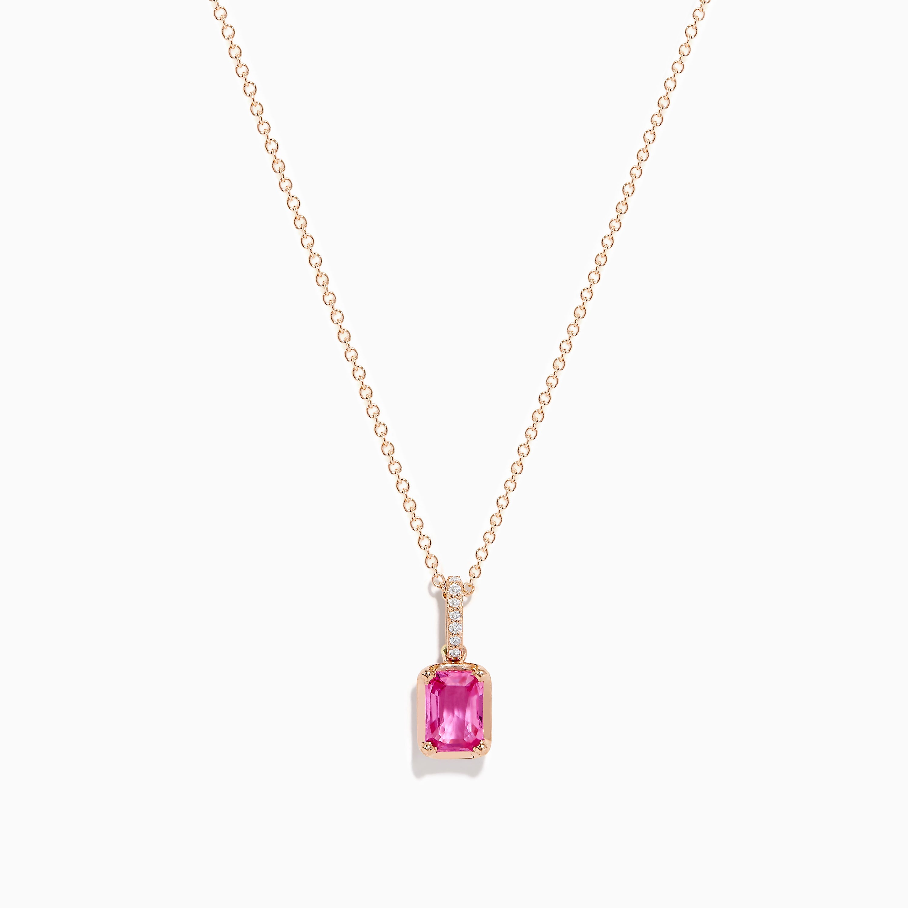 14K Rose Gold Pink Sapphire Solitaire Pendant