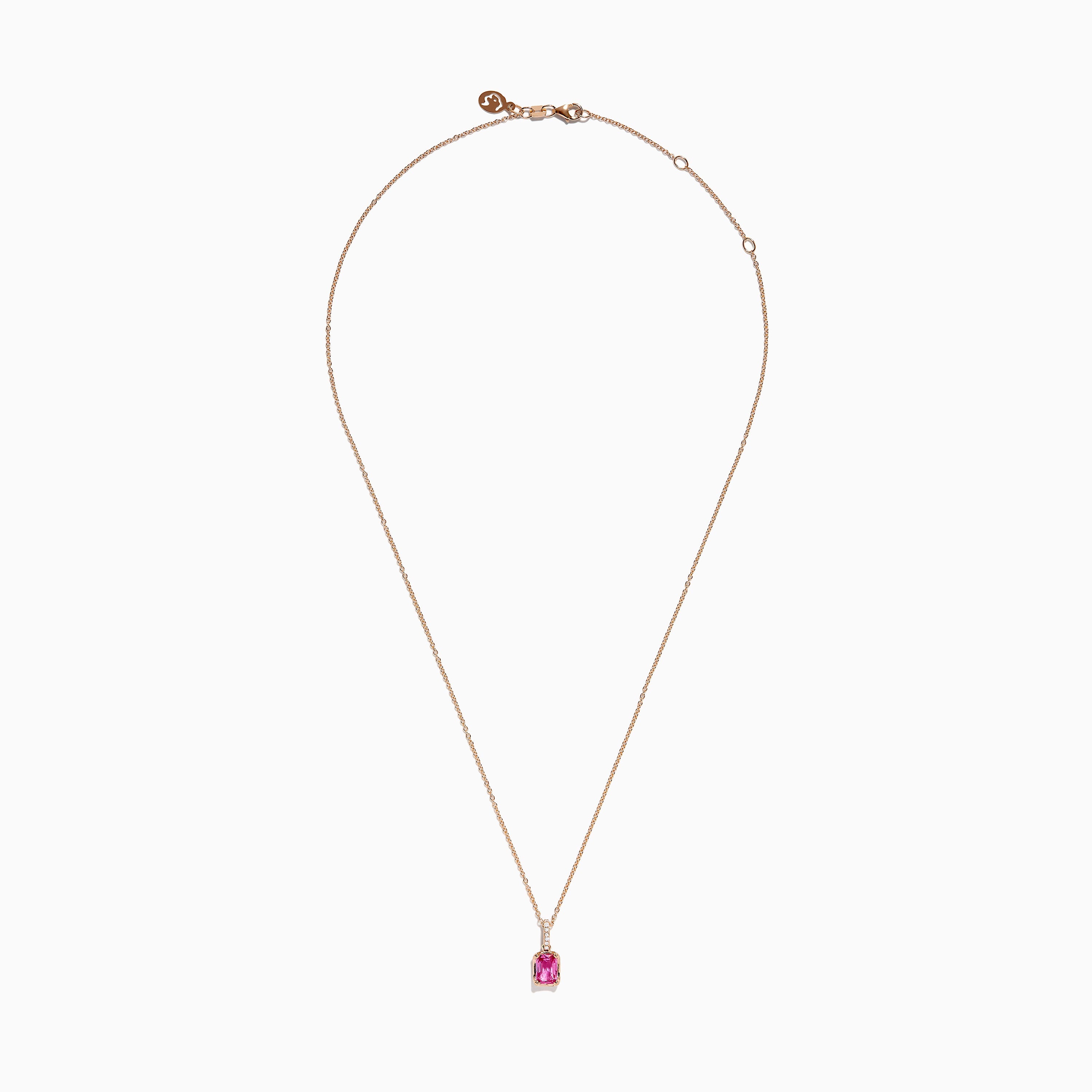 14K Rose Gold Pink Sapphire Solitaire Pendant