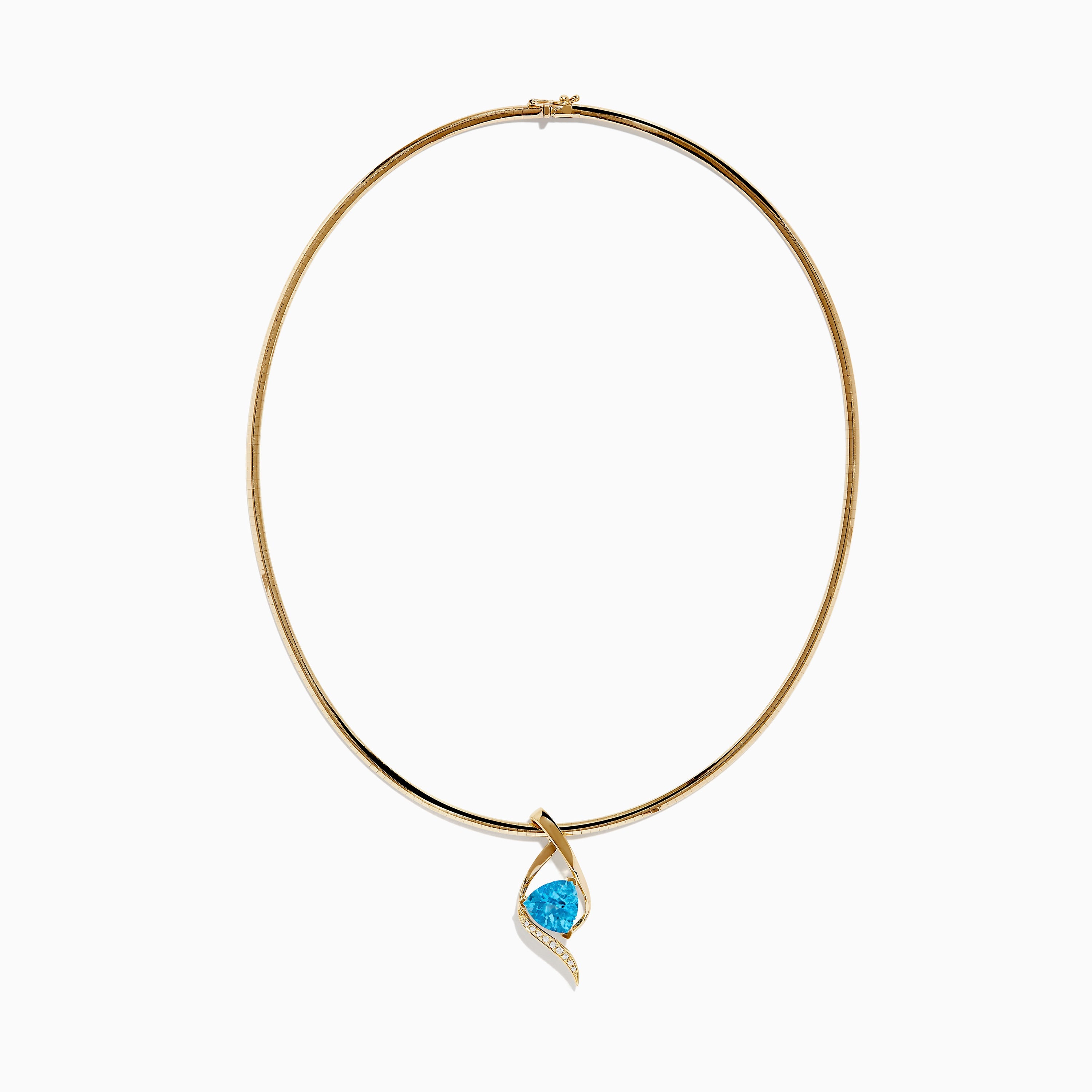 Ocean Bleu 14K Yellow Gold Blue Topaz and Diamond Pendant