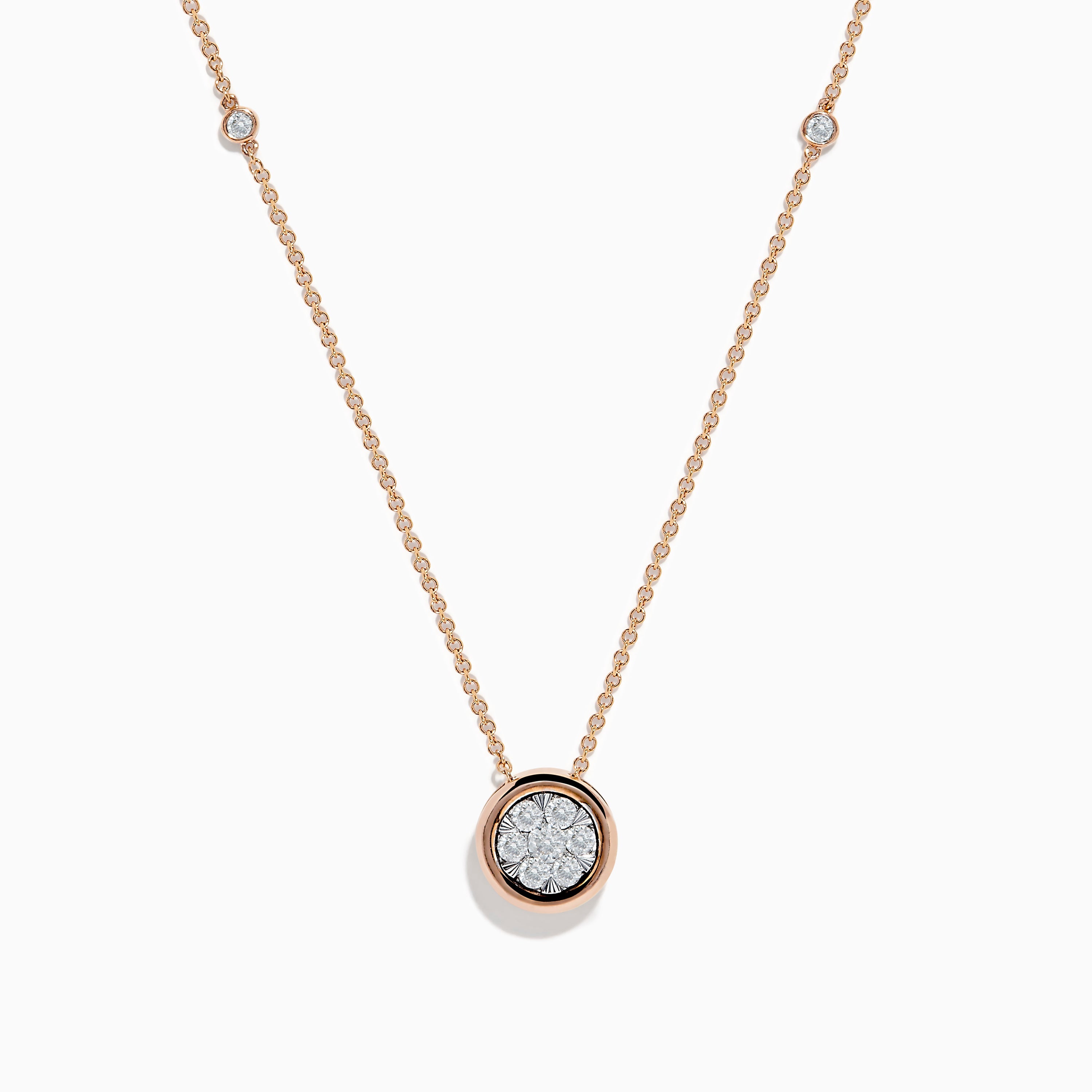 Pave Rose 14K White & Rose Gold Diamond Necklace