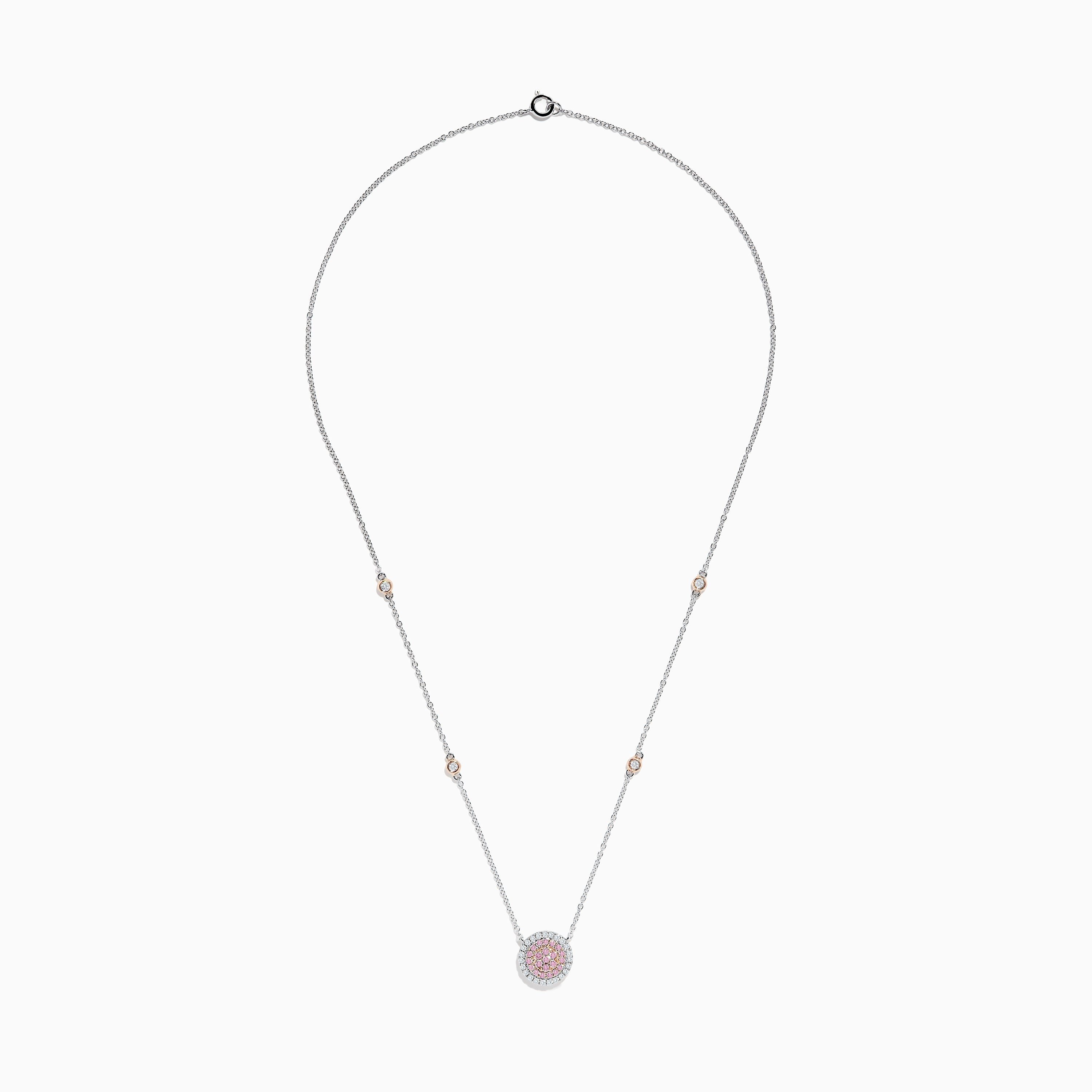 14K Two Tone Gold Pink and White Diamond Necklace