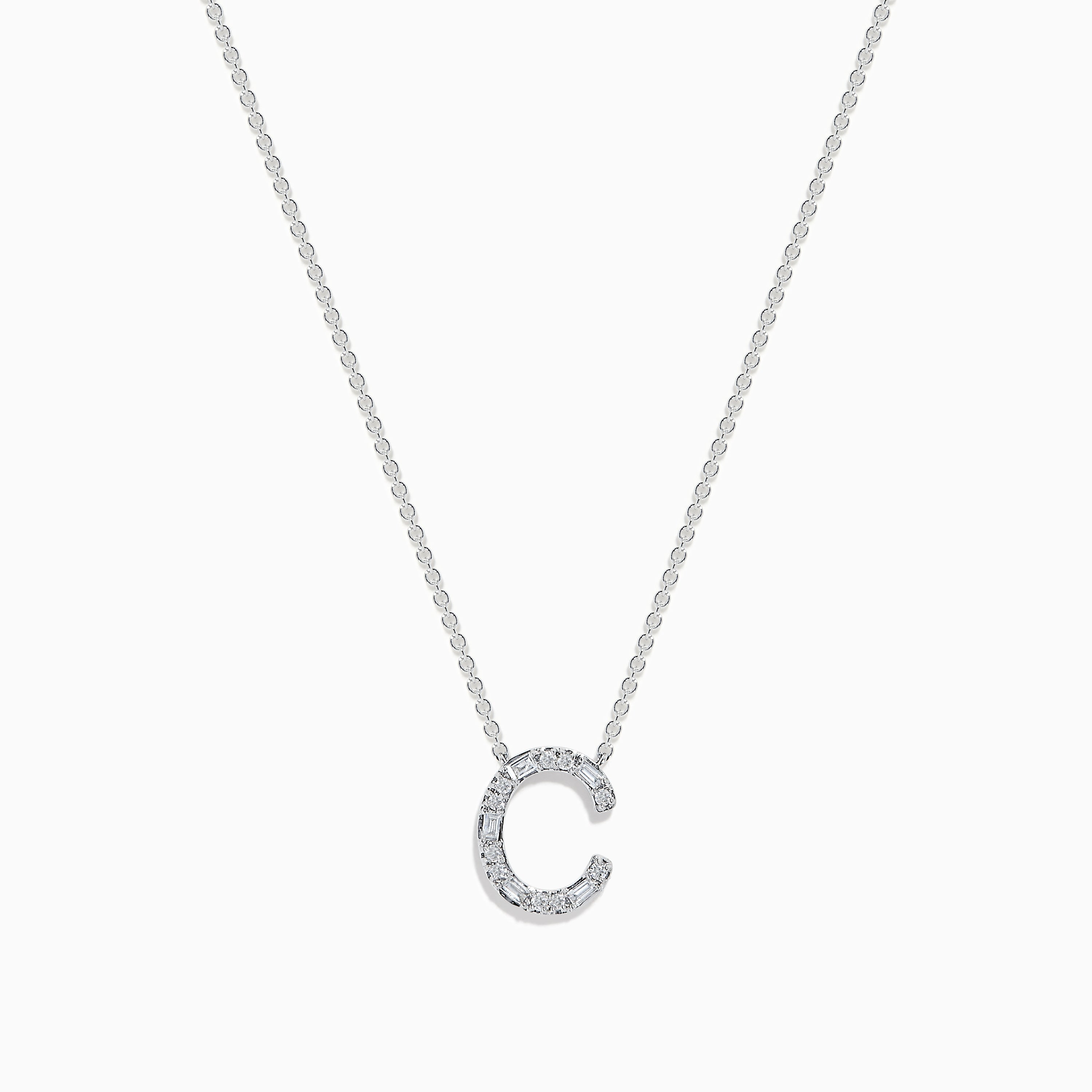 14k White Gold Initial "C" Diamond Necklace