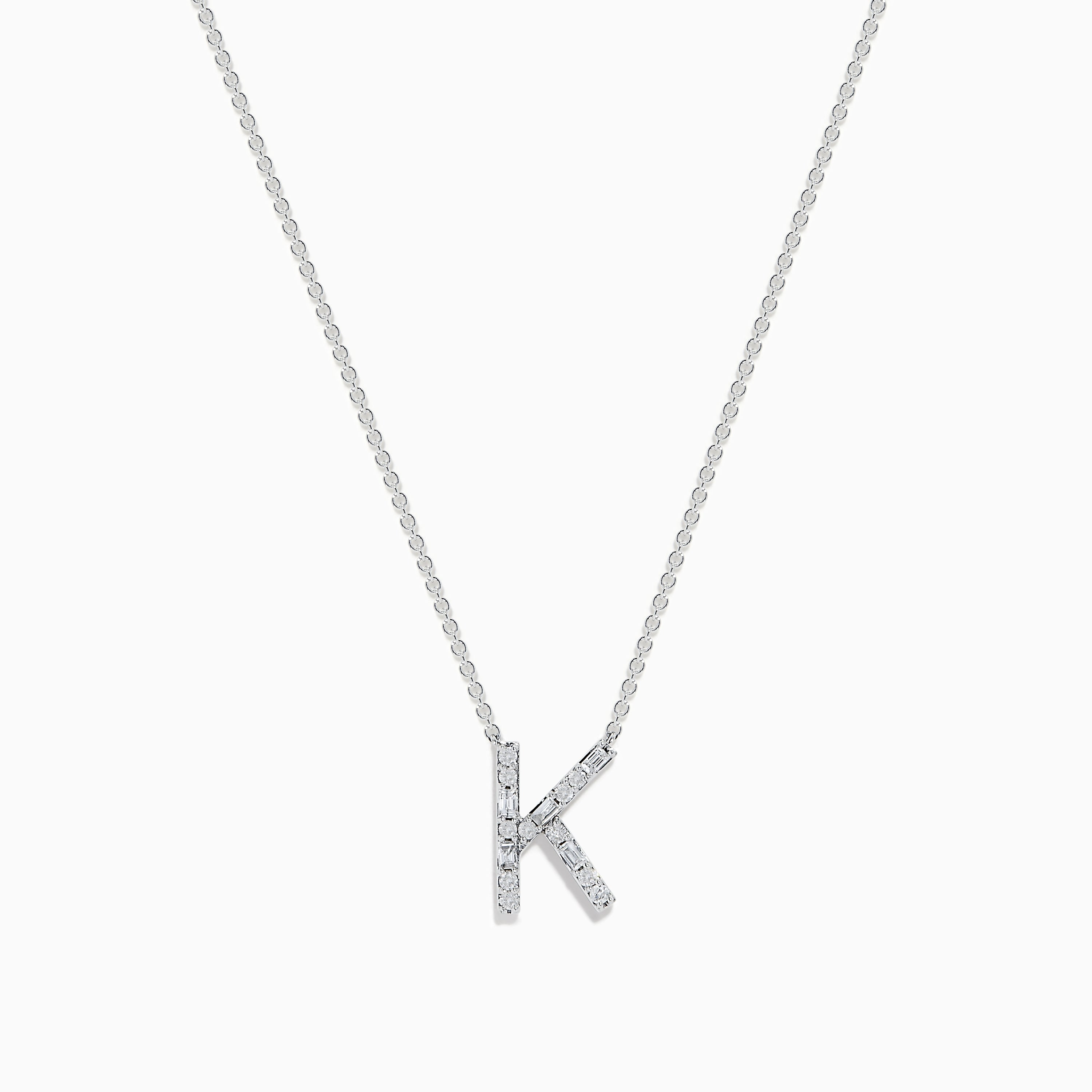 14 Karat White Gold Initial "K" Diamond Necklace