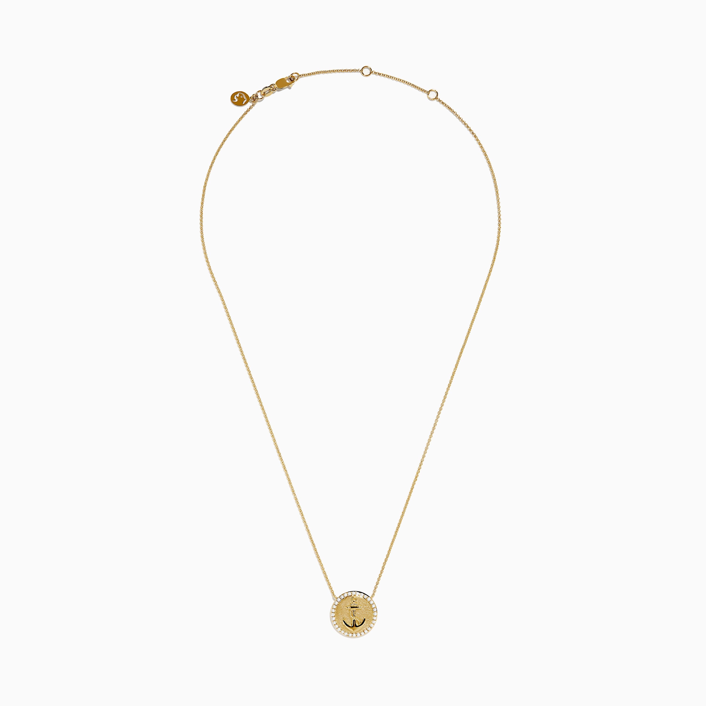 Seaside 14K Yellow Gold Diamond Anchor Necklace