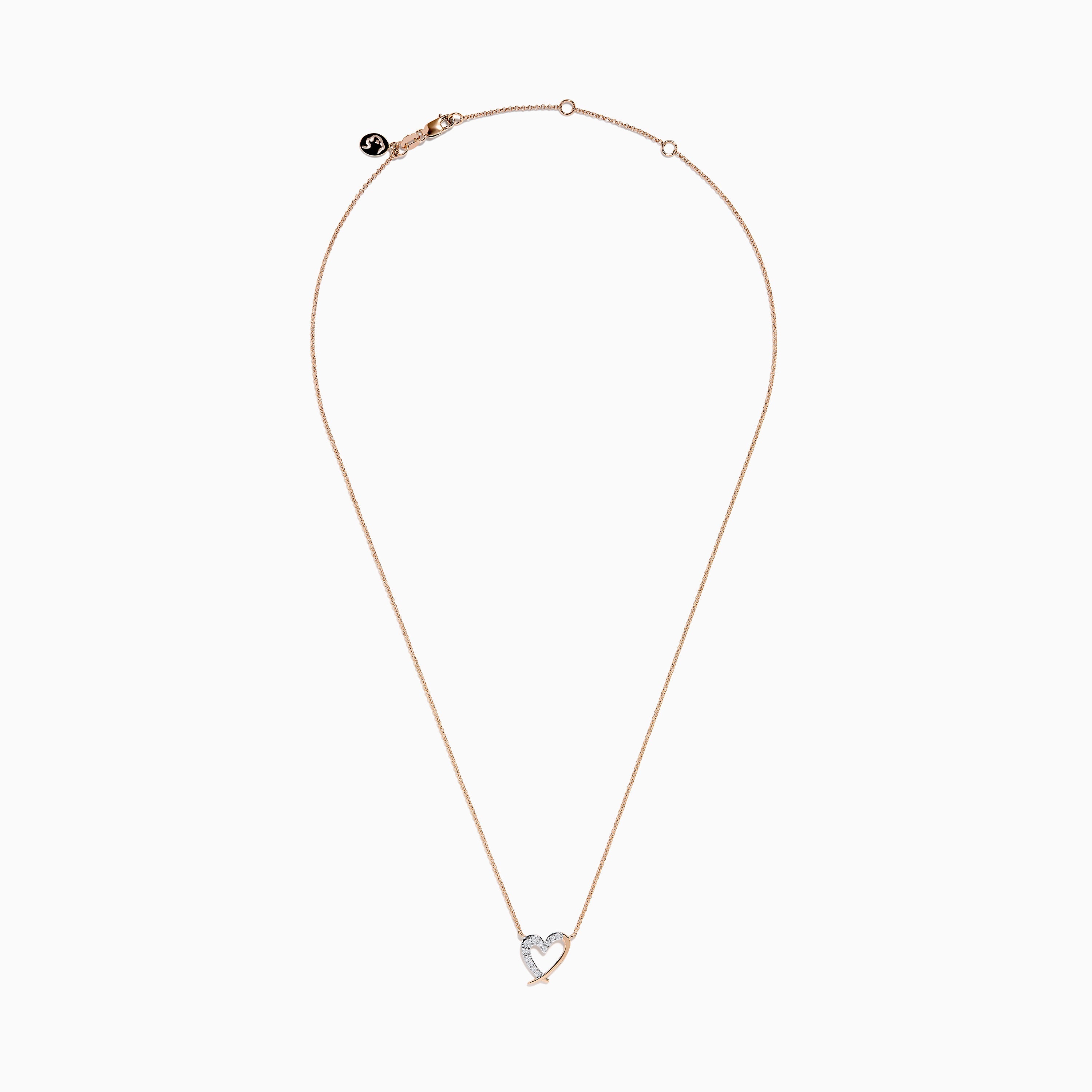 14K Rose Gold Diamond Open Heart Necklace