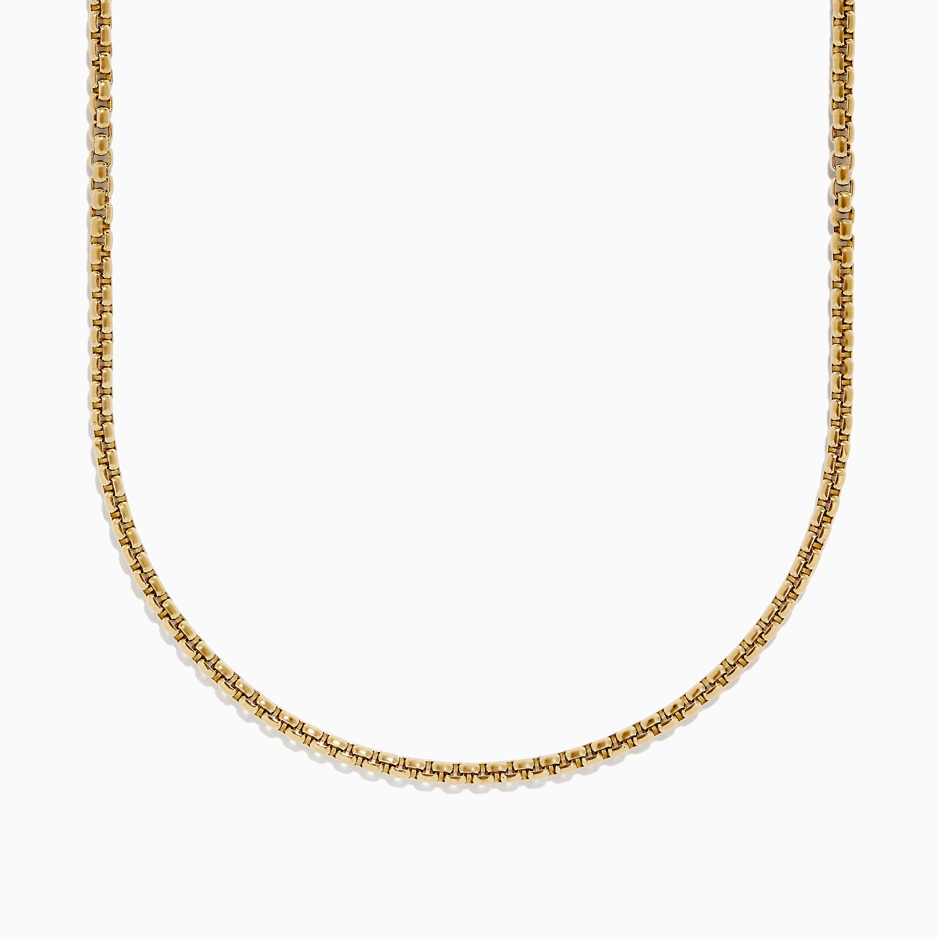 Men's 14K Yellow Gold Round Box Chain Necklace, 22''