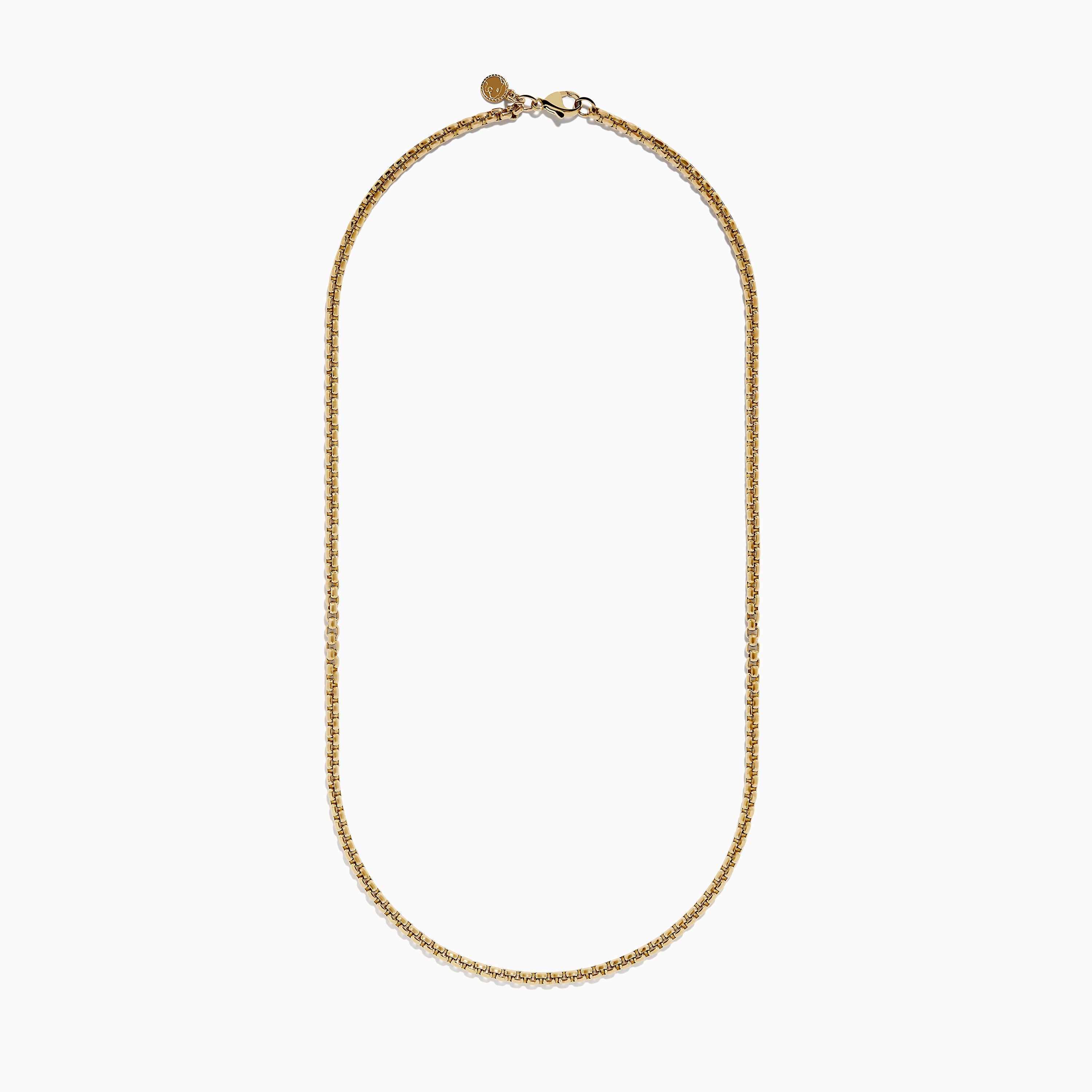 Men's 14K Yellow Gold Round Box Chain Necklace, 22''