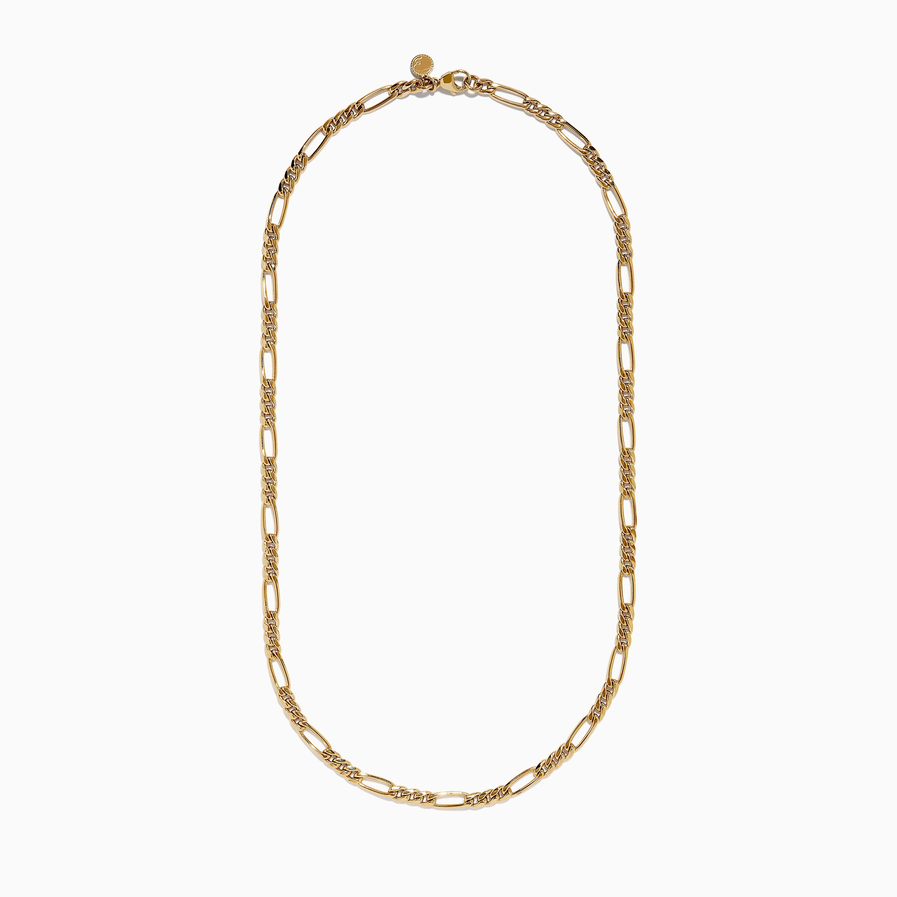 Men's 14K Yellow Gold Oval Figaro 22" Chain Necklace