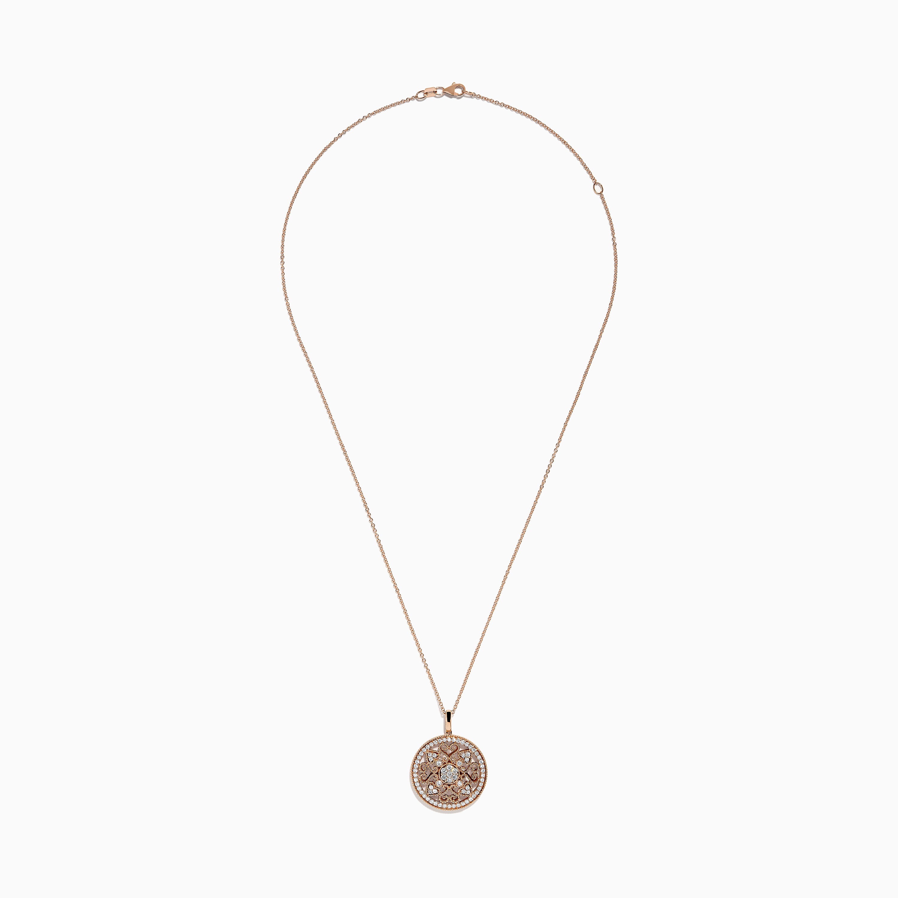 Pave Rose 14K Rose Gold Diamond Medallion Pendant