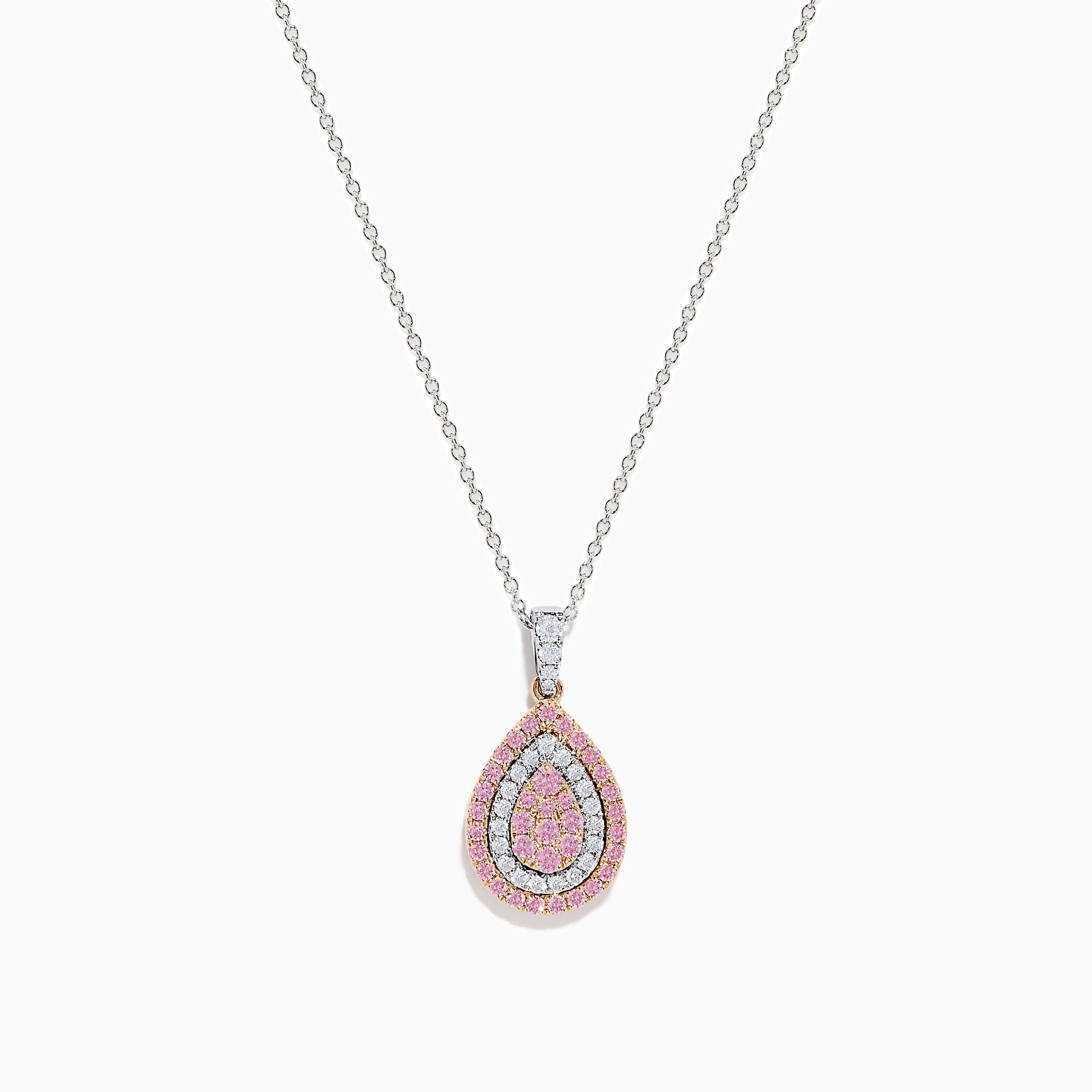 14K Two Tone Gold Pink and White Diamond Pendant