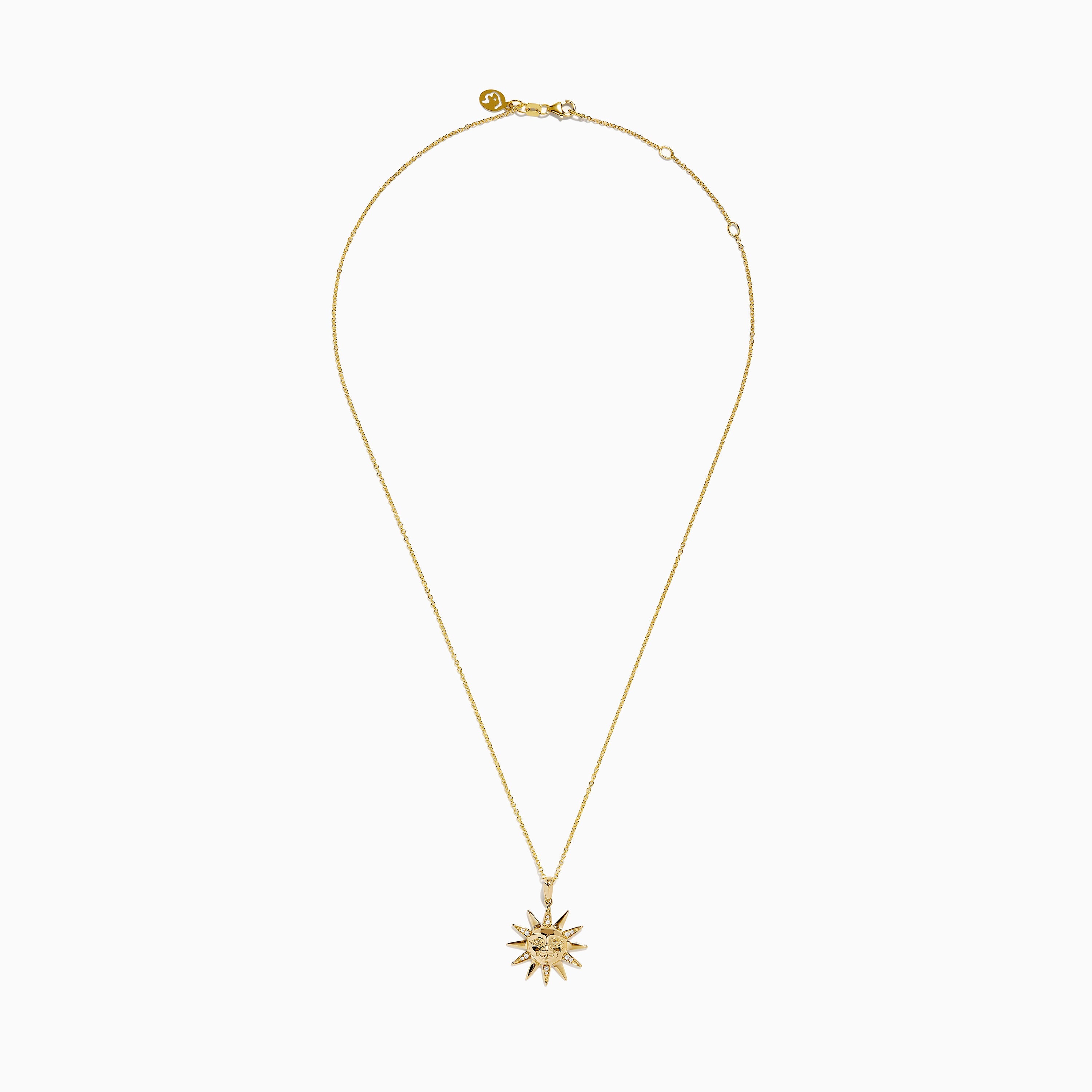 Nature 14K Yellow Gold Diamond Sun Pendant