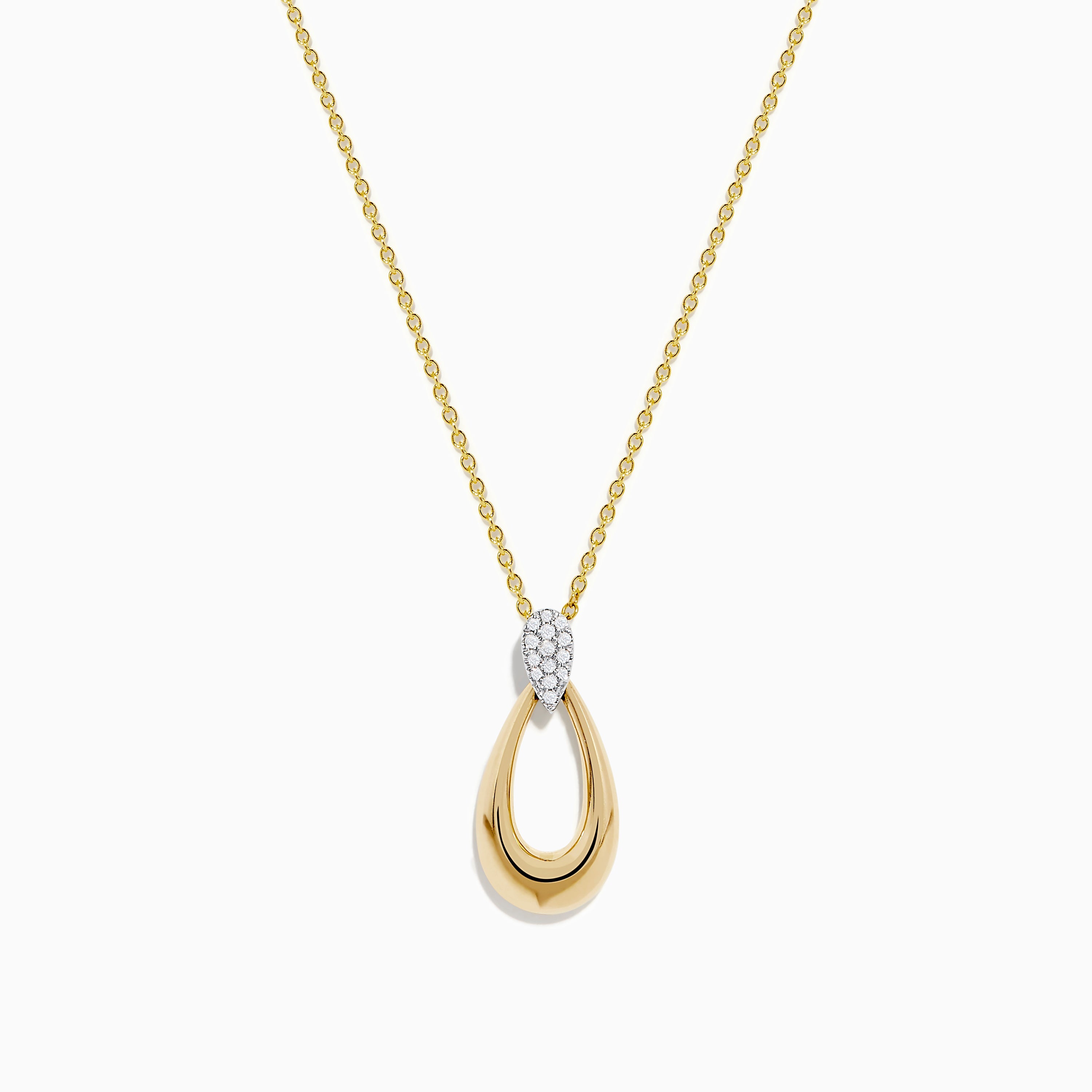 14K Two-Tone Gold and Diamond Dewdrop Pendant