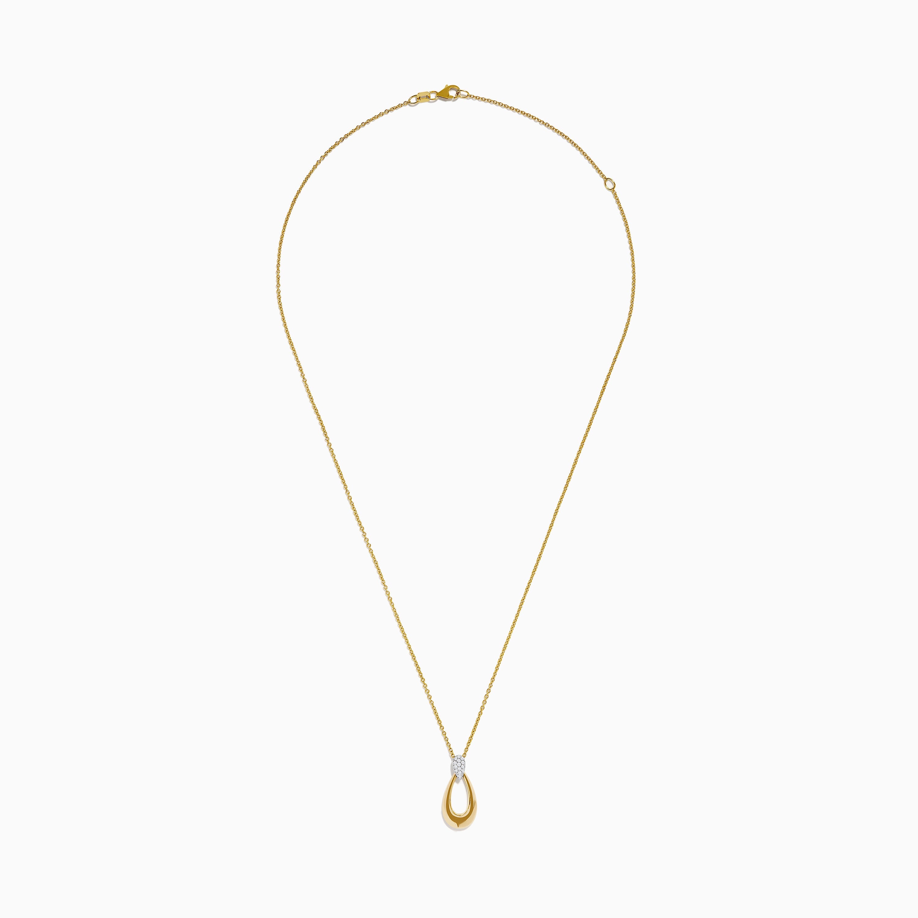 14K Two-Tone Gold and Diamond Dewdrop Pendant