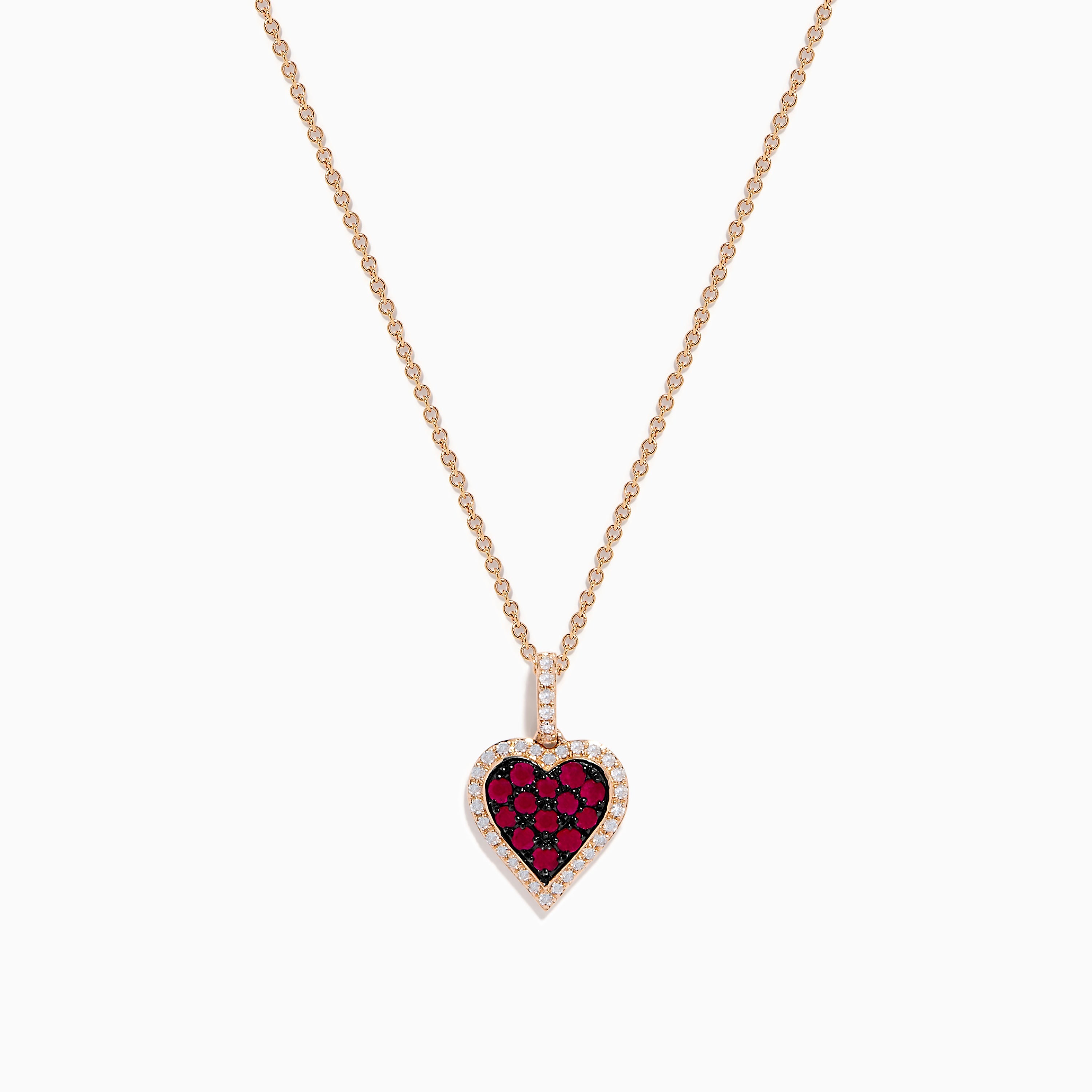 Ruby Royale 14K Rose Gold Ruby and Diamond Heart Pendant