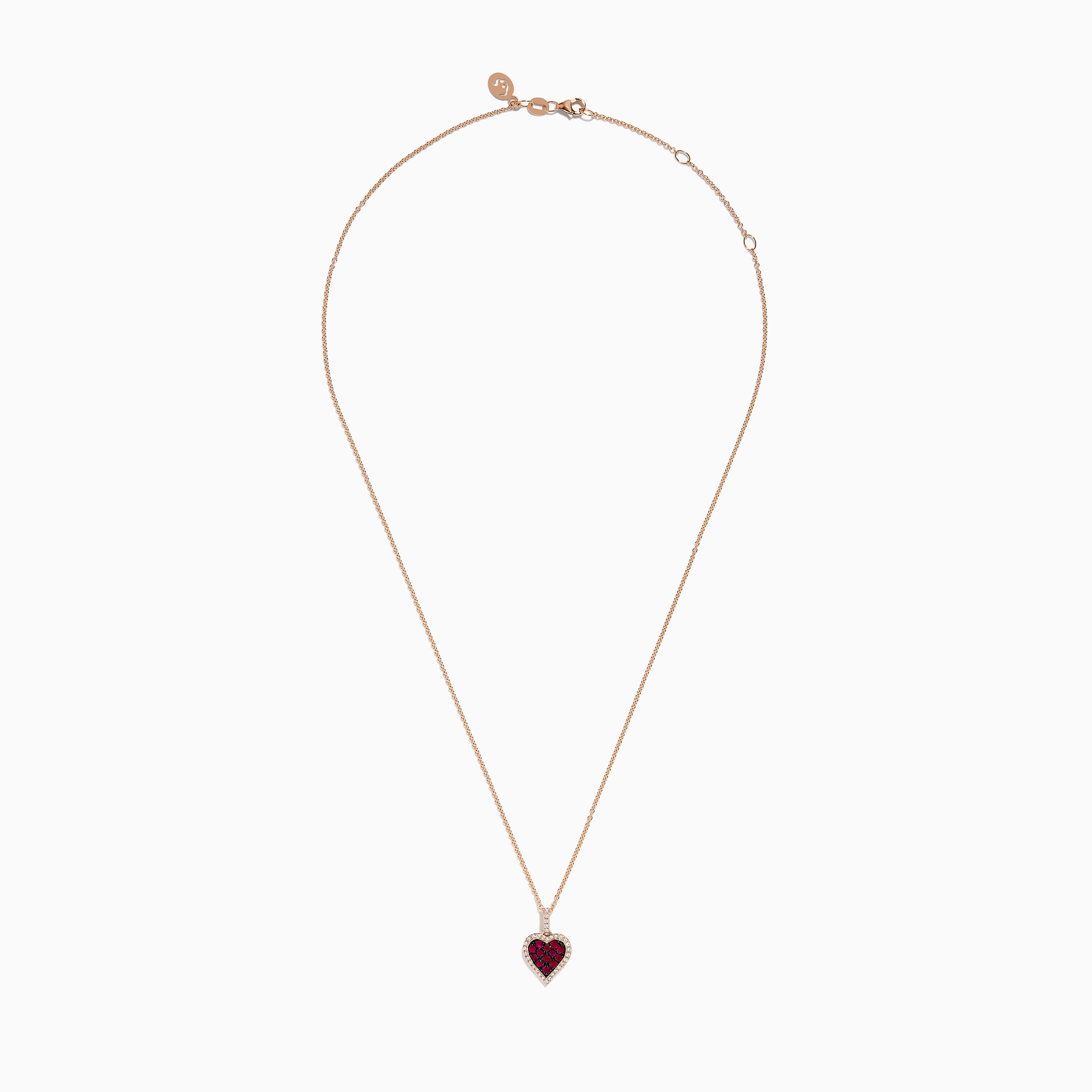 Ruby Royale 14K Rose Gold Ruby and Diamond Heart Pendant