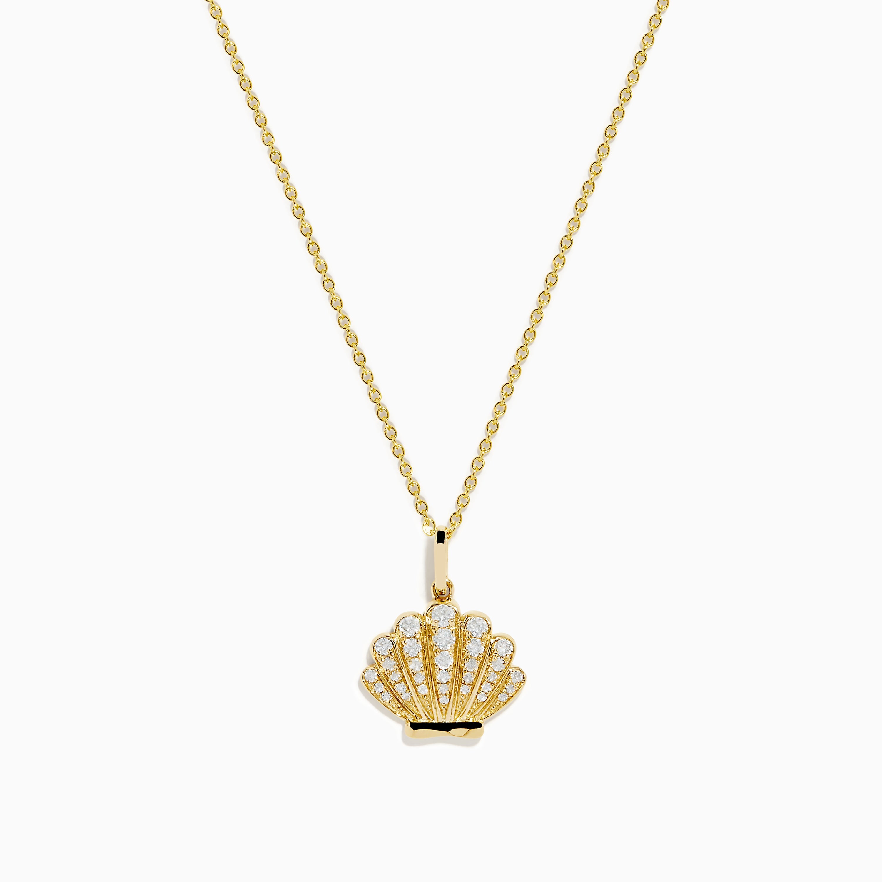 Seaside 14K Yellow Gold Diamond Seashell Pendant