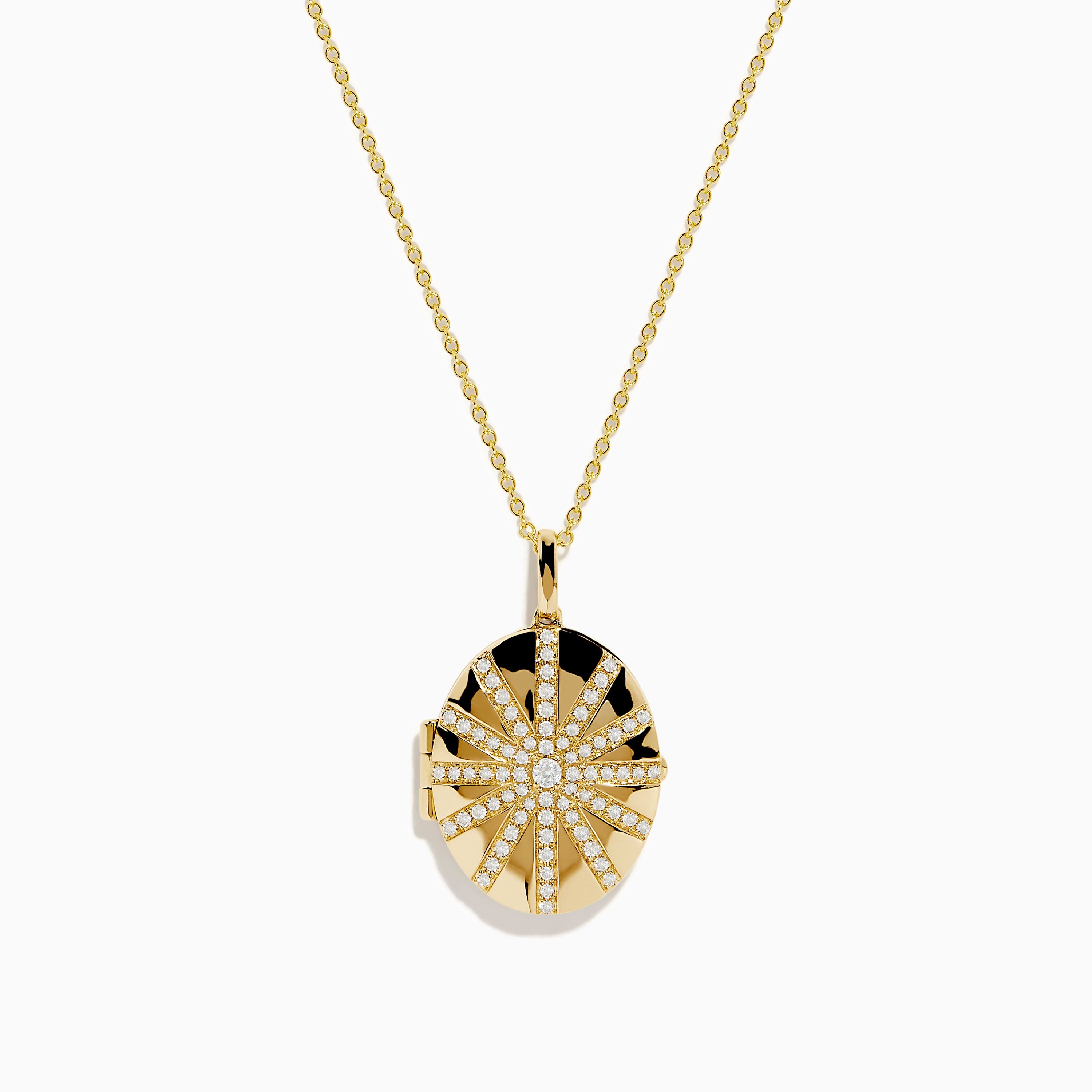 14K Yellow Gold Diamond Locket Pendant