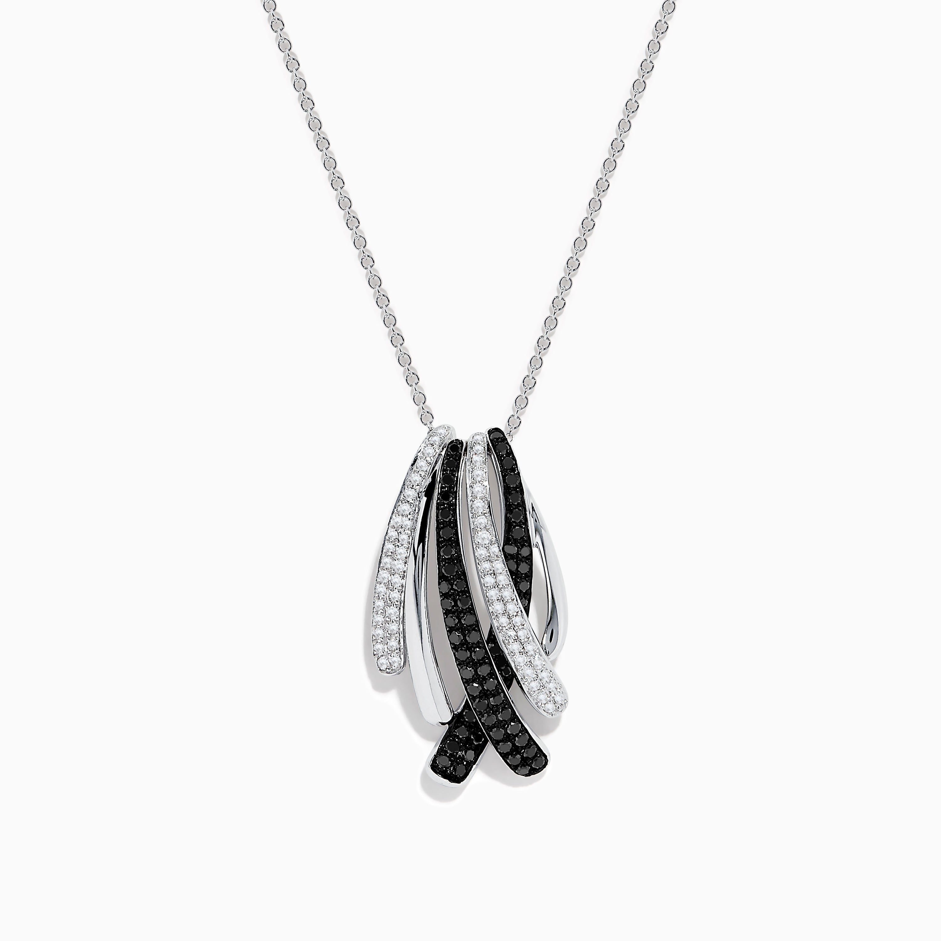 14K White Gold Black and White Diamond Pendant