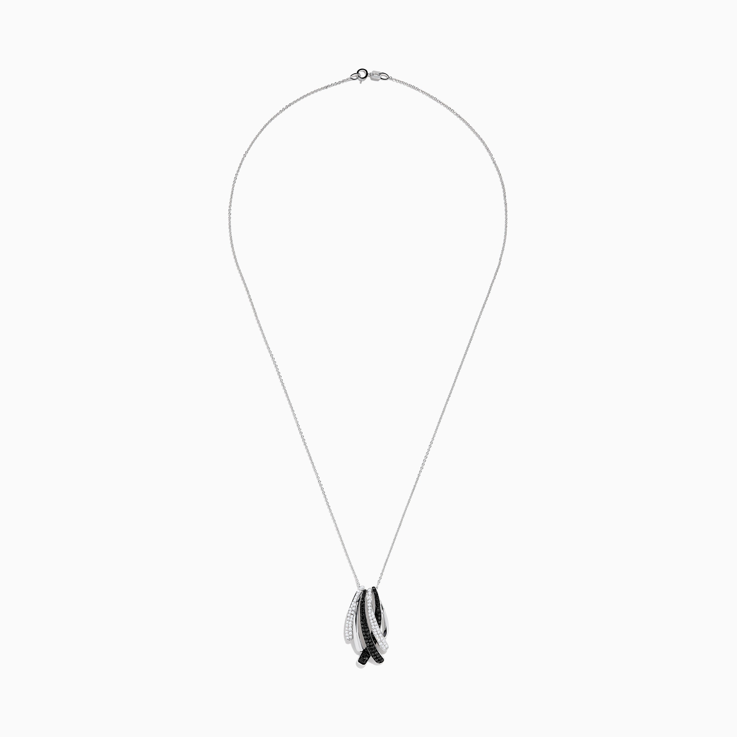 14K White Gold Black and White Diamond Pendant