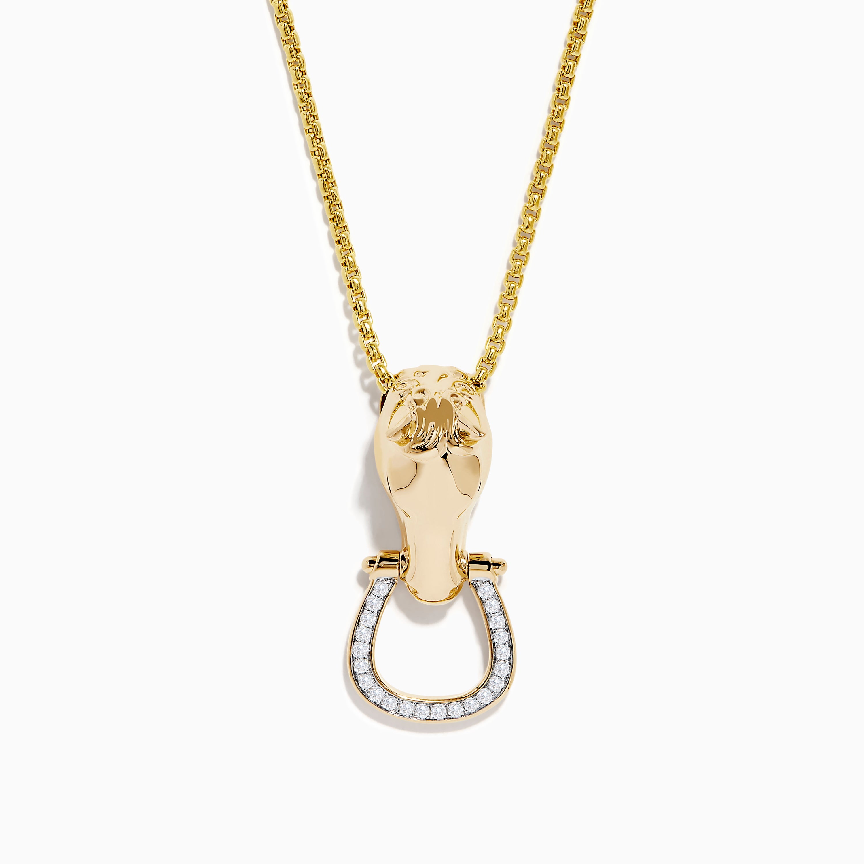 Men's 14K Yellow Gold Diamond Horse Pendant