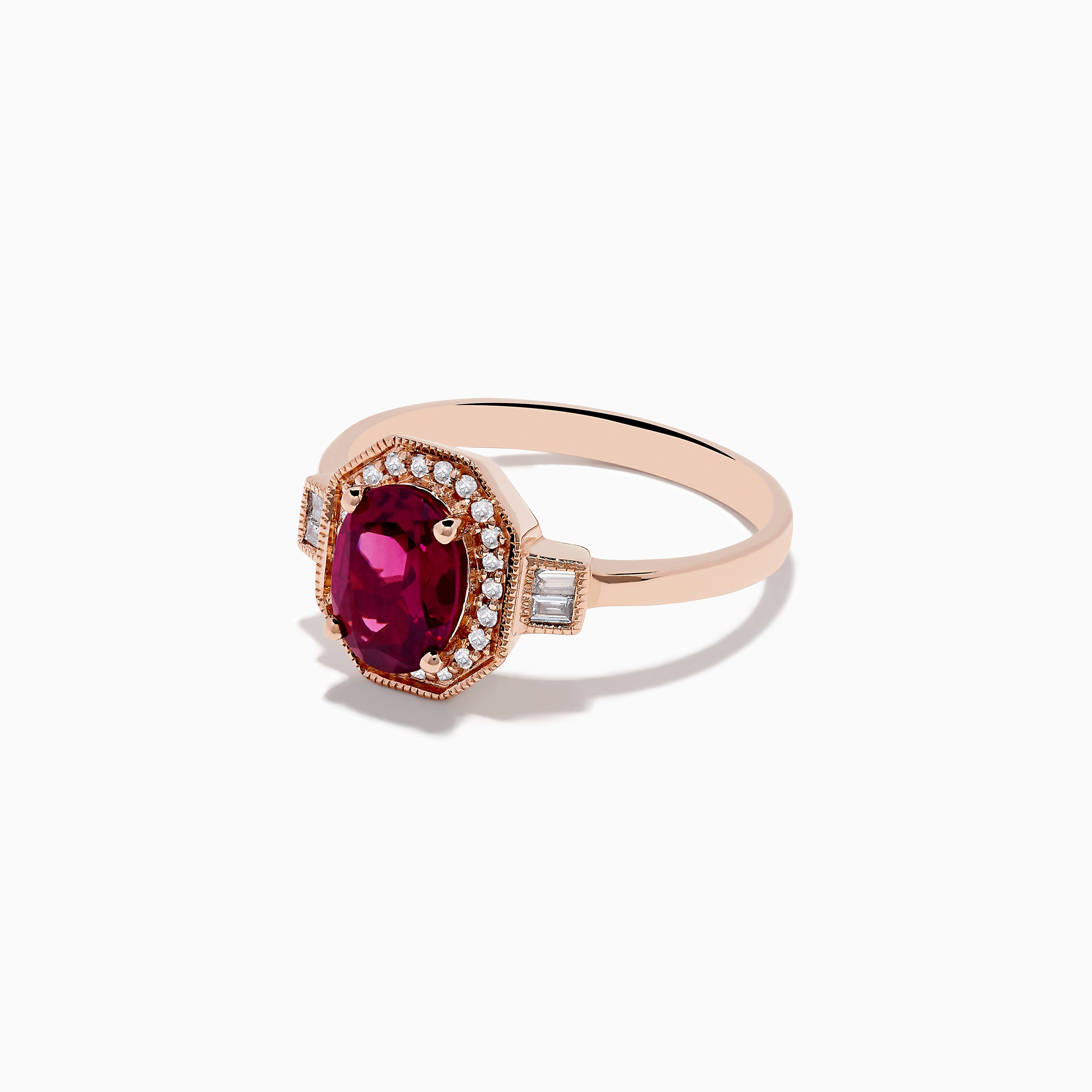 14K Rose Gold Rhodolite and Diamond Ring